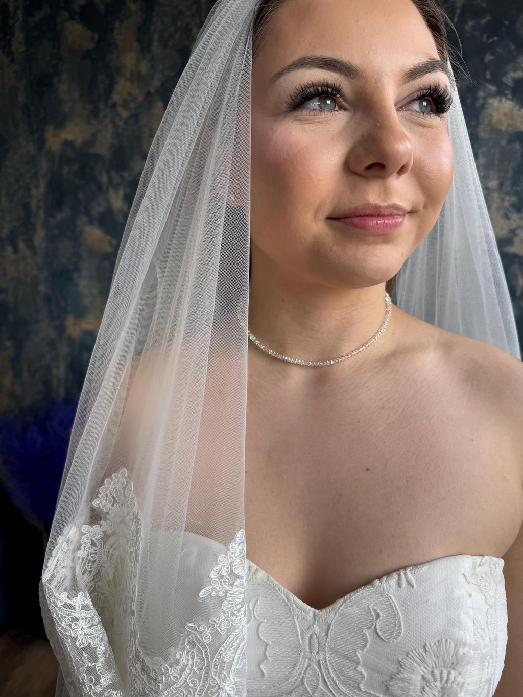 Wedding Party Jewelry Crystal Choker Necklace Swarovski Ab Beaded Design Double Strand Bridal Accessory Gold Plated Clasp Custom Length Options Elegant Bridesmaid Gift Premium Quality Construction Formal Event Style Sophisticated