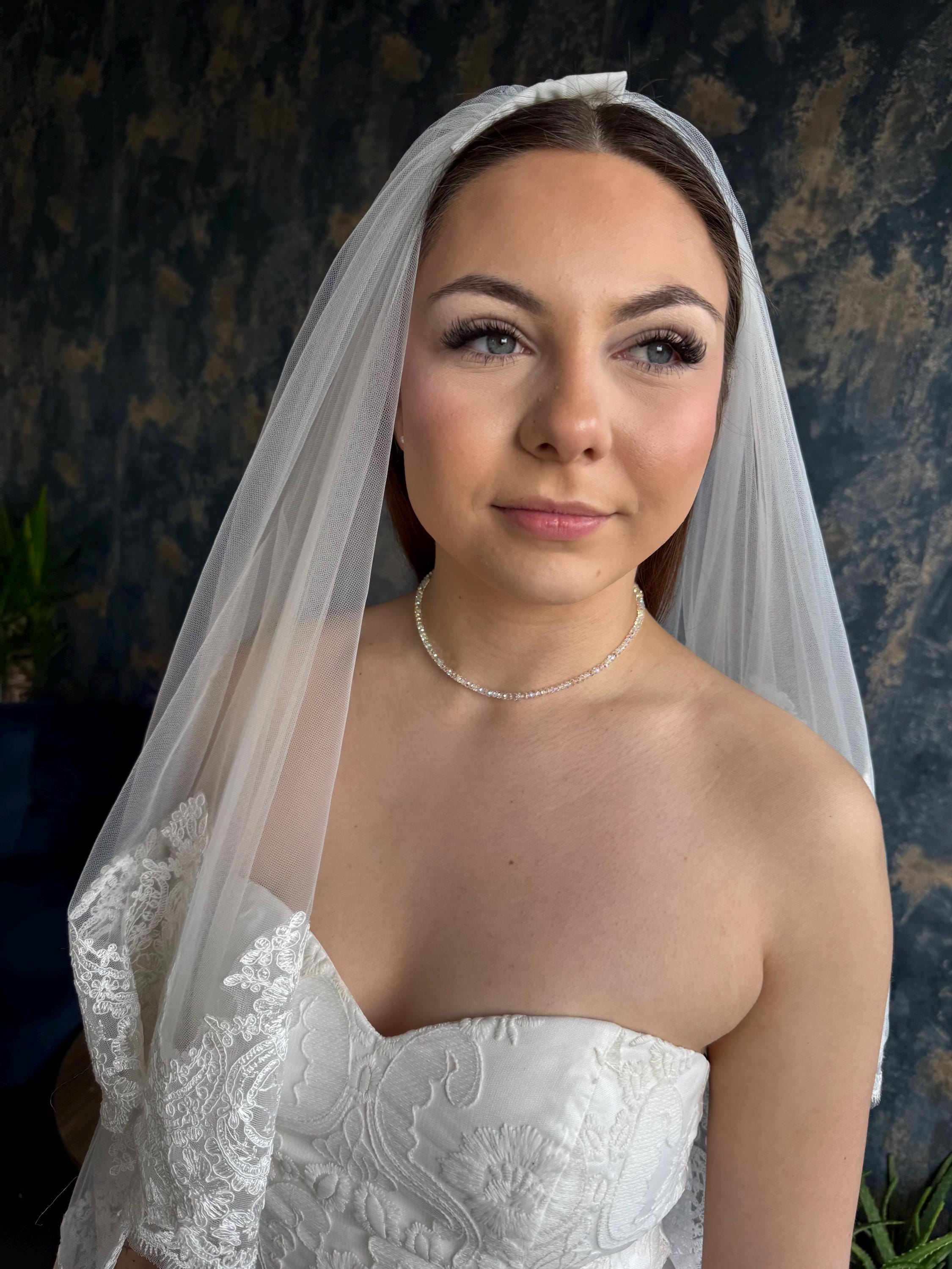 Wedding Party Jewelry Crystal Choker Necklace Swarovski Ab Beaded Design Double Strand Bridal Accessory Gold Plated Clasp Custom Length Options Elegant Bridesmaid Gift Premium Quality Construction Formal Event Style Sophisticated
