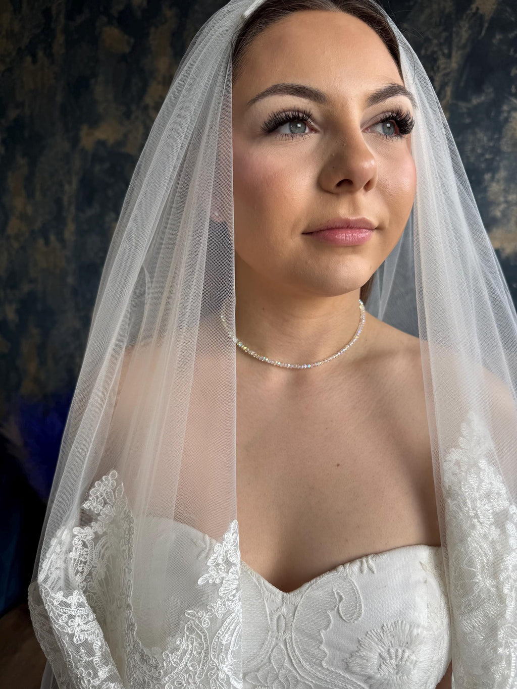 Bridal Wedding Necklace Aurora Borealis Swarovski Crystal Choker Iridescent Rainbow Light Catching Jewelry Delicate Faceted Beads Close Fitting Design Perfect Bride Statement Accessory Elegant Romantic Style Special Occasion Crystal Jewelry