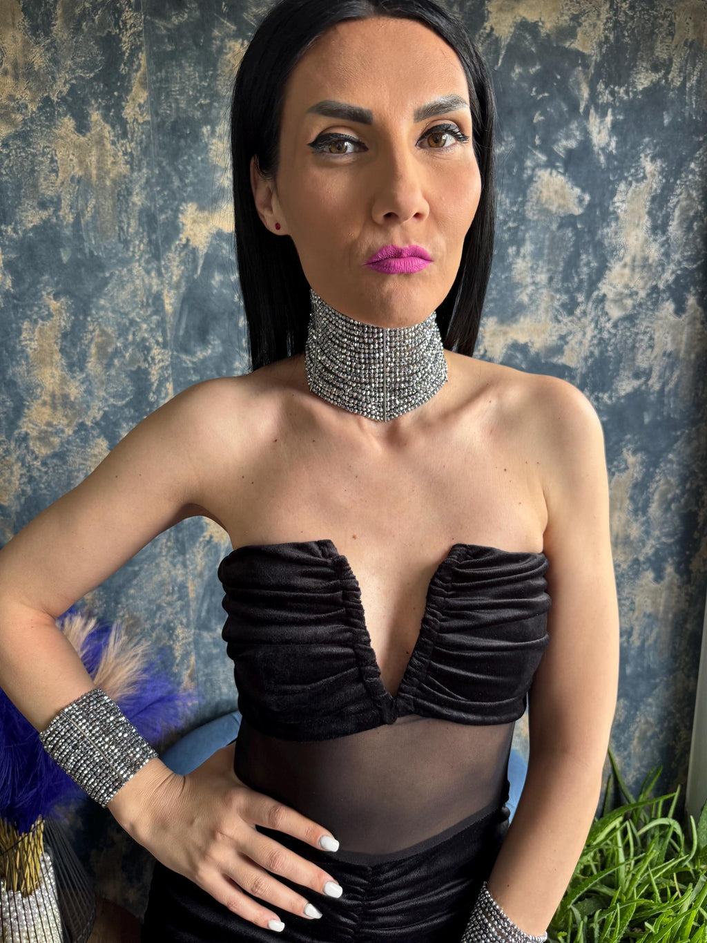 Multi Strand Choker Crystal Rhinestone Collar Statement Necklace Wedding Guest Jewelry Bridal Accessory Glamorous Evening Formal Attire Special Occasion Celebrity Style Handcrafted Luxury Design Faceted Beads Cascading Strands Sophisticated
