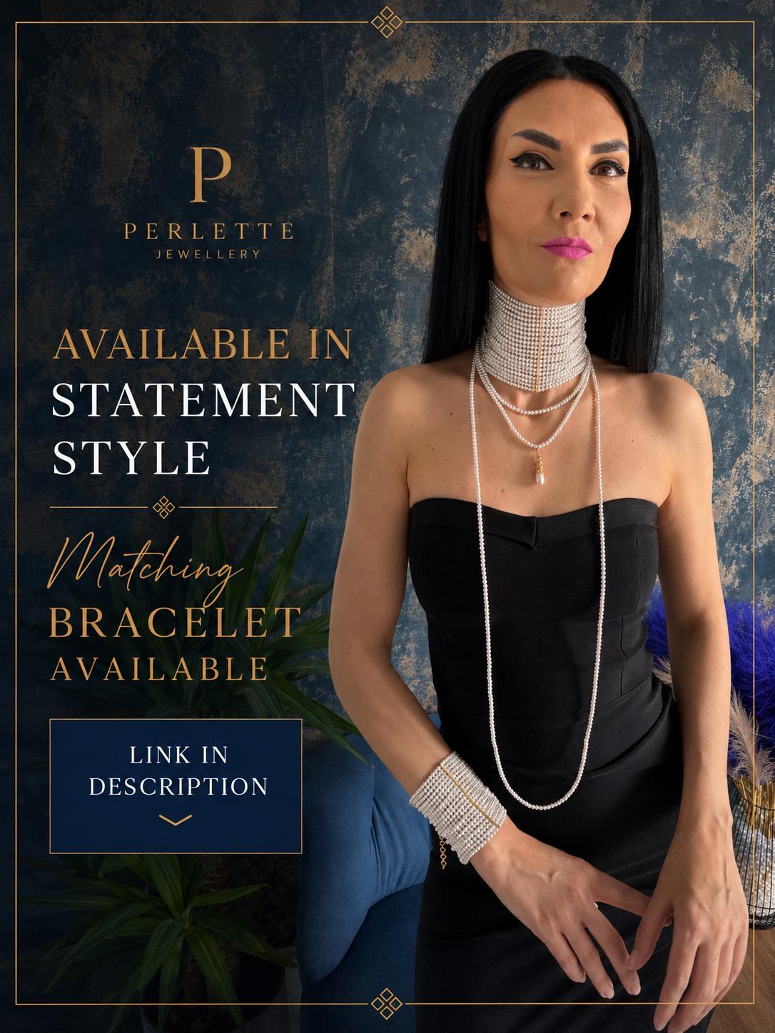 Layered Multi Strand Pearl Necklace Wide Choker Statement Jewelry Elegant White Shell Pearl Design Handmade Collar Necklace Sophisticated Style Wedding Accessory Formal Evening Gala Wear Bold Luxury Gift Collection Ceremony Jewelry Piece