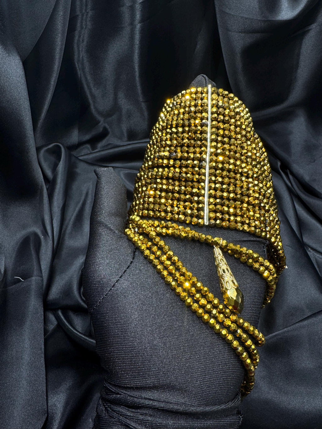 Gold Statement Choker Layered Shiny Necklace Wide Faceted Bead Collar Necklace Gothic Glam Jewelry Dramatic Chunky Evening Date Accessory