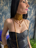 Gold Choker Necklace Beaded Women Statement Wide Collar Chunky Crystal Bead Jewelry Bold Runway Fashion Maximalist Style Perfect Gift Her Birthday Party Celebration Special Event Adjustable Length Faceted Glass Design Boho Chic Accessory