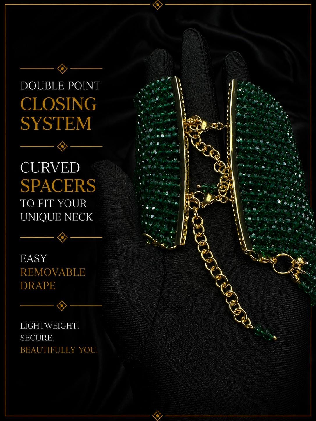 Emerald Green Choker – Bold Statement Dramatic Evening Jewelry