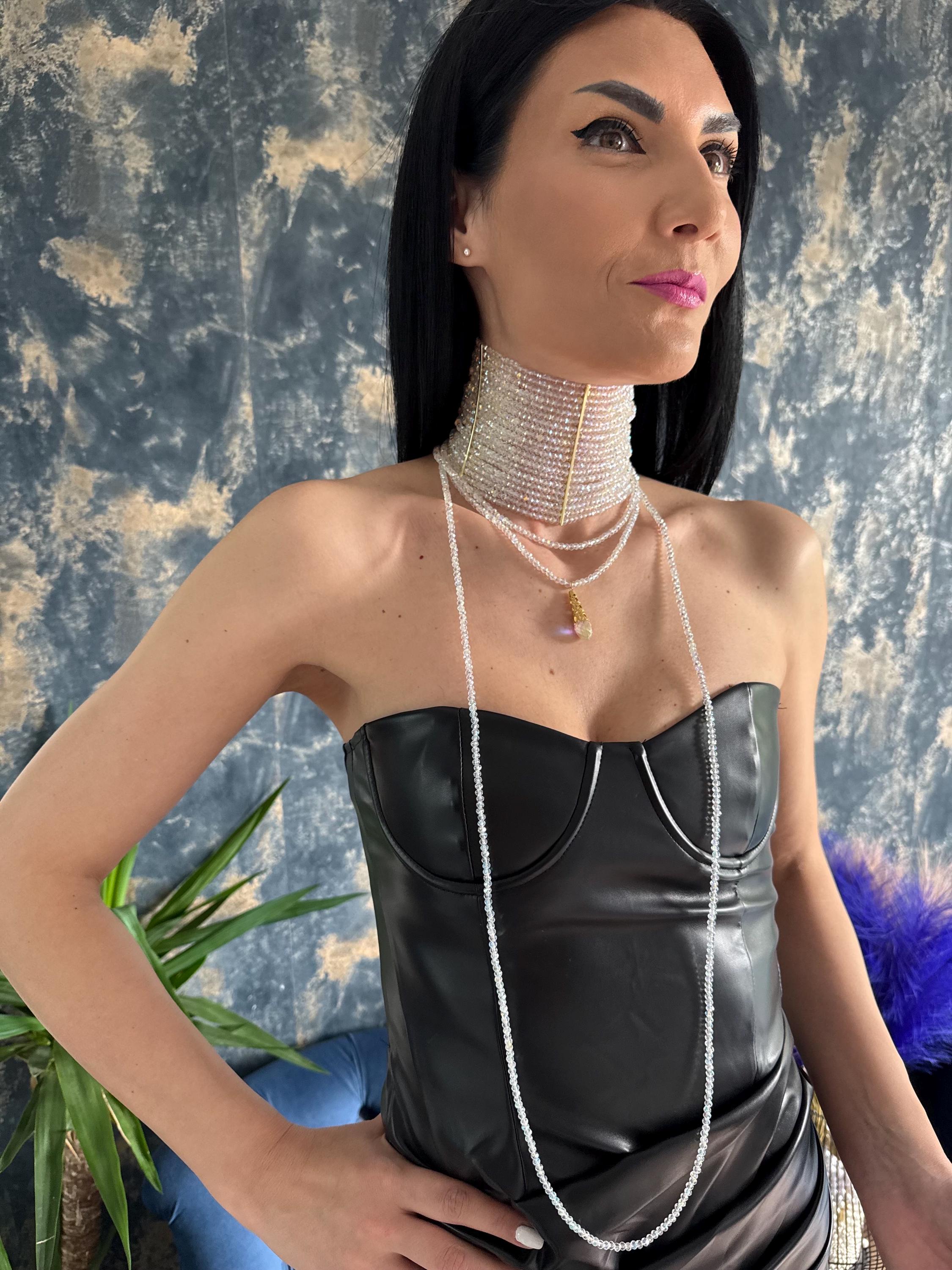 Wide Crystal Choker Necklace, AB Rhinestone Collar Necklace, Bridal Choker, Wedding Jewelry, Statement Crystal Necklace, Gold or Platinum Plated Gift for Her Crystal AB Choker Necklace, Sparkling Wide Collar Choker, Statement Rhinestone Necklace, Gold Plated Crystal Jewelry, Bachelorette Prom Party Glam Gift Handmade AB Crystal Choker, Iridescent Beaded Collar Necklace, Luxury Rhinestone Choker, Platinum or Gold Plated, Bridal Wedding Evening Jewelry for Women AB Crystal Collar Necklace
