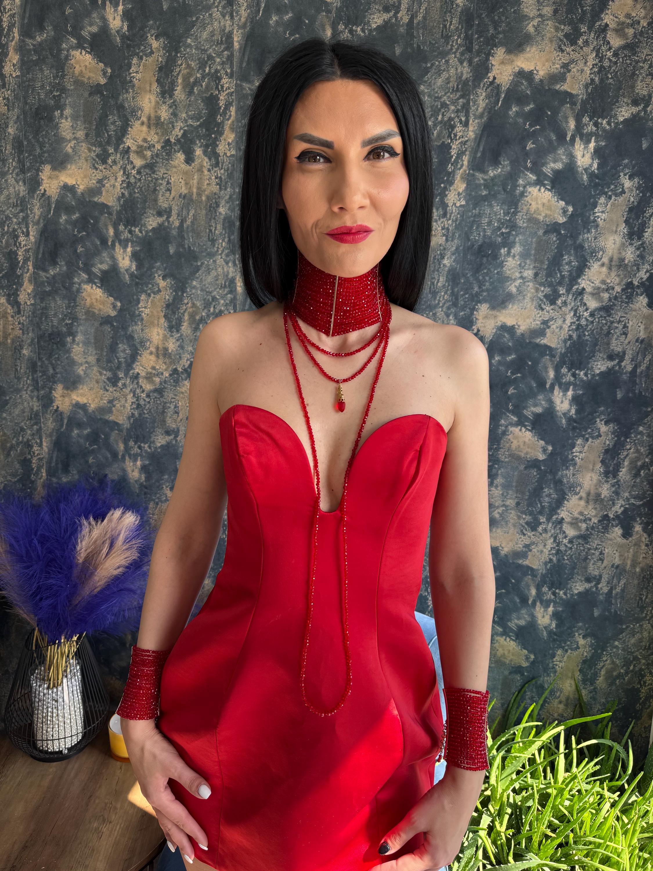 red statement choker red beaded choker ruby red necklace wide choker necklace gothic glam necklace luxury statement neck red collar necklace faceted bead choker evening jewelry handmade choker dramatic necklace bold red jewelry glam necklace