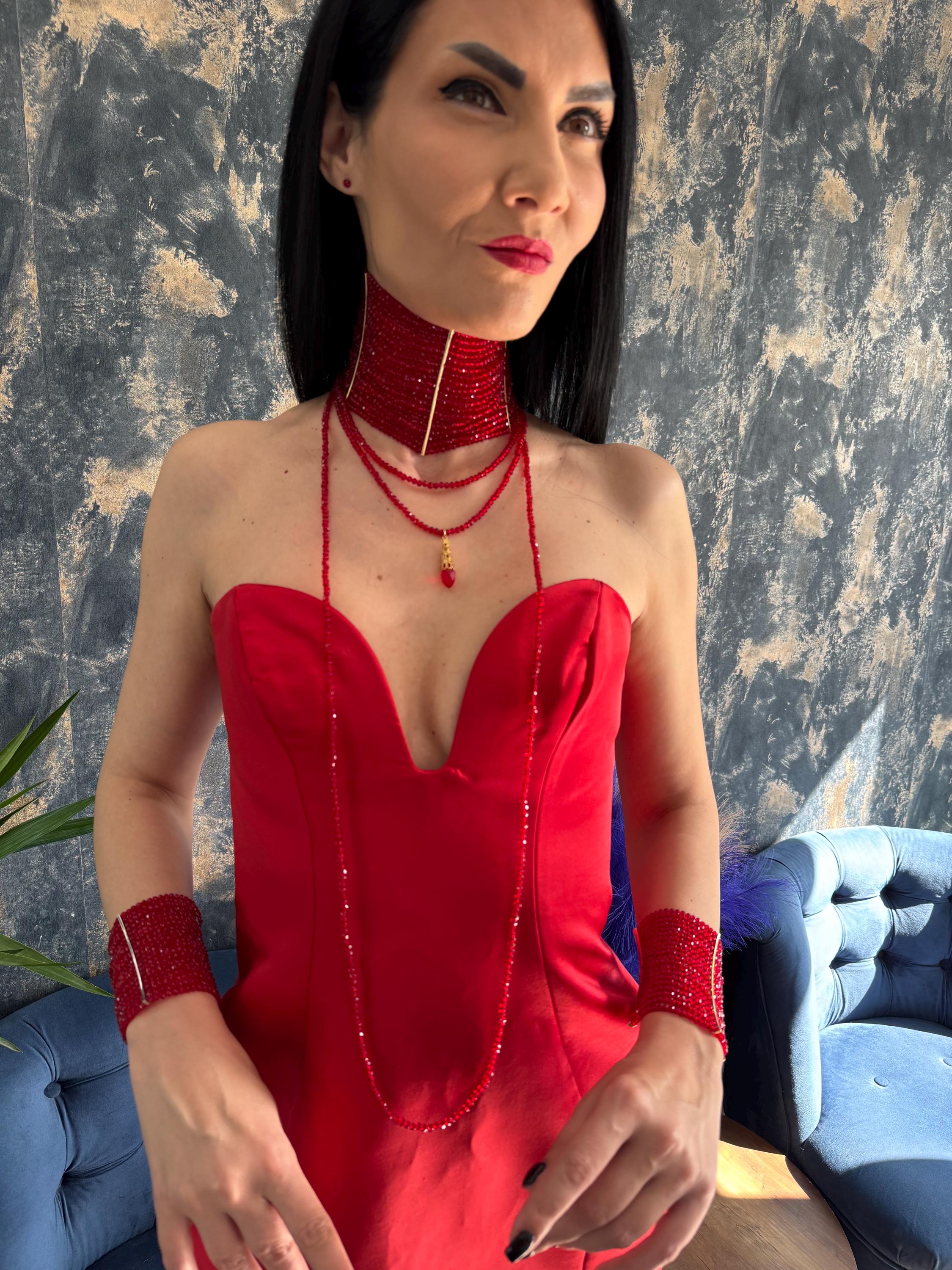red statement choker red beaded choker ruby red necklace wide choker necklace gothic glam necklace luxury statement neck red collar necklace faceted bead choker evening jewelry handmade choker dramatic necklace bold red jewelry glam necklace