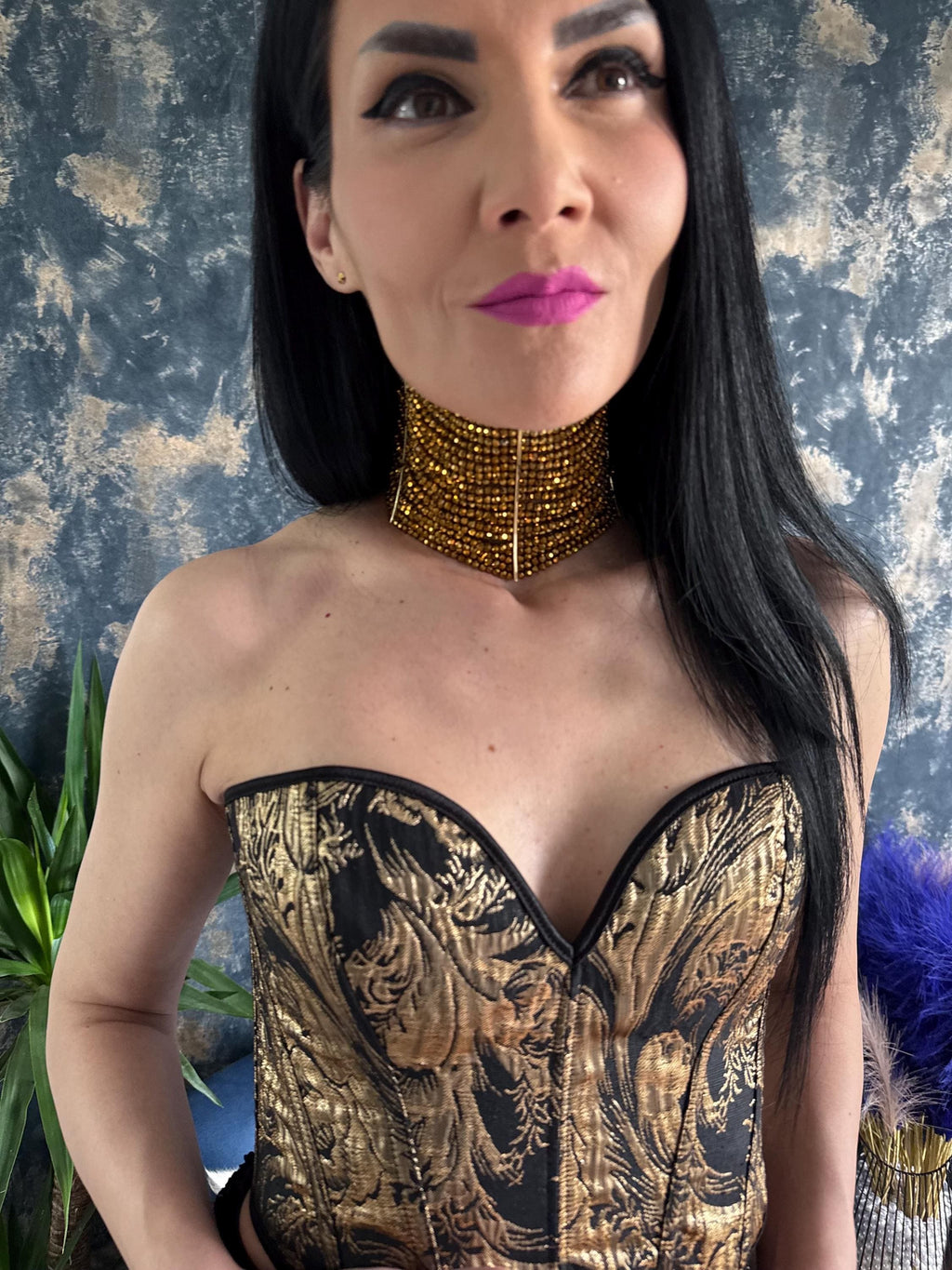 Gold Statement Necklace Egyptian Style Collar Design Handmade Beaded Jewelry Festival Wear Elegant Accessory Wedding Event Piece Costume Jewellery Celebrity Inspired Look Attention Grabbing Fashion Multi Strand Construction Custom Length