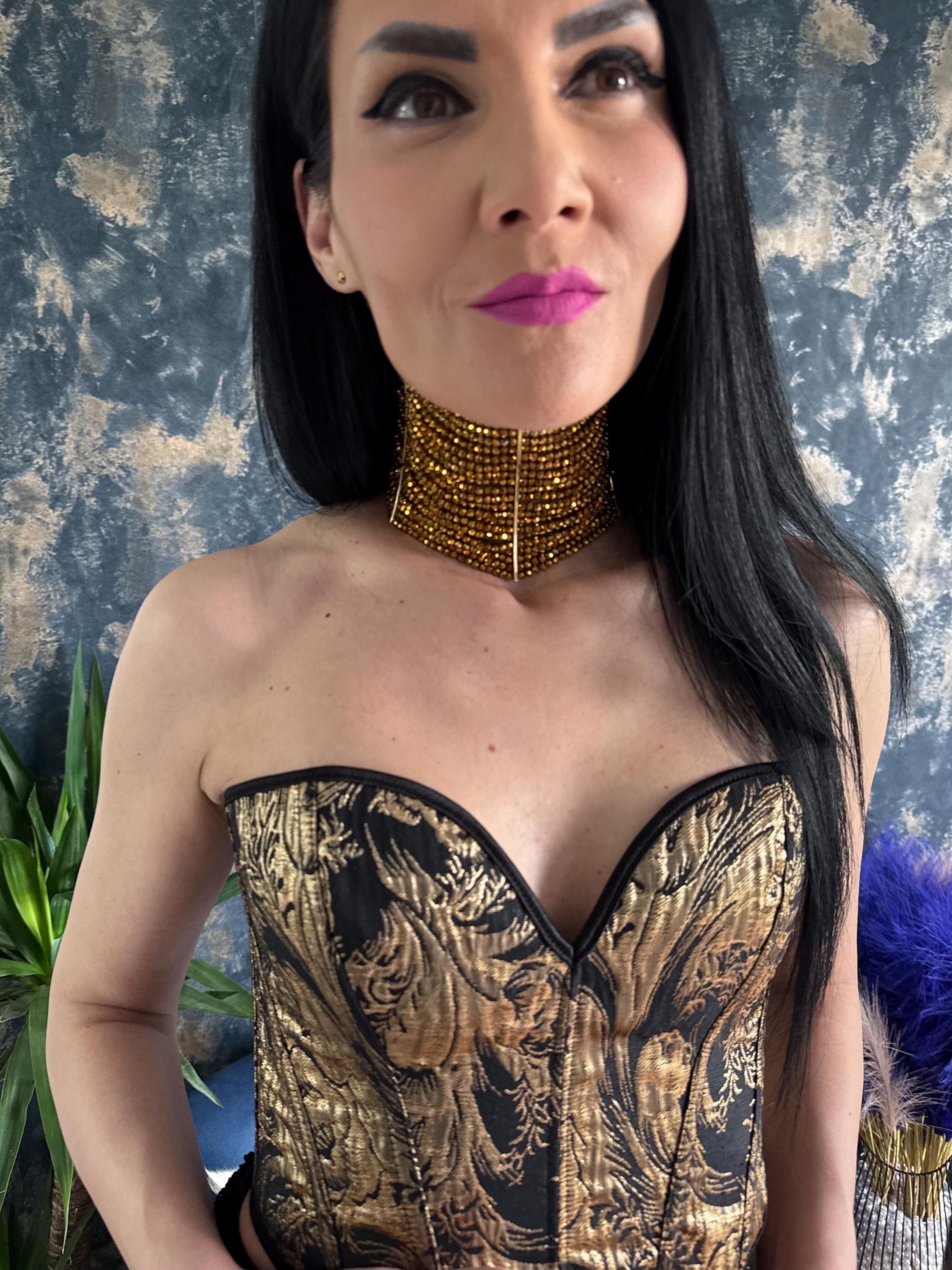 Gold Statement Necklace Egyptian Style Collar Design Handmade Beaded Jewelry Festival Wear Elegant Accessory Wedding Event Piece Costume Jewellery Celebrity Inspired Look Attention Grabbing Fashion Multi Strand Construction Custom Length