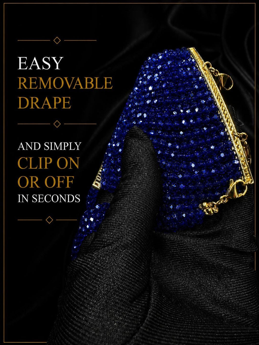 Statement Choker Necklace – Royal Blue Beaded Wide Collar Gothic Glam