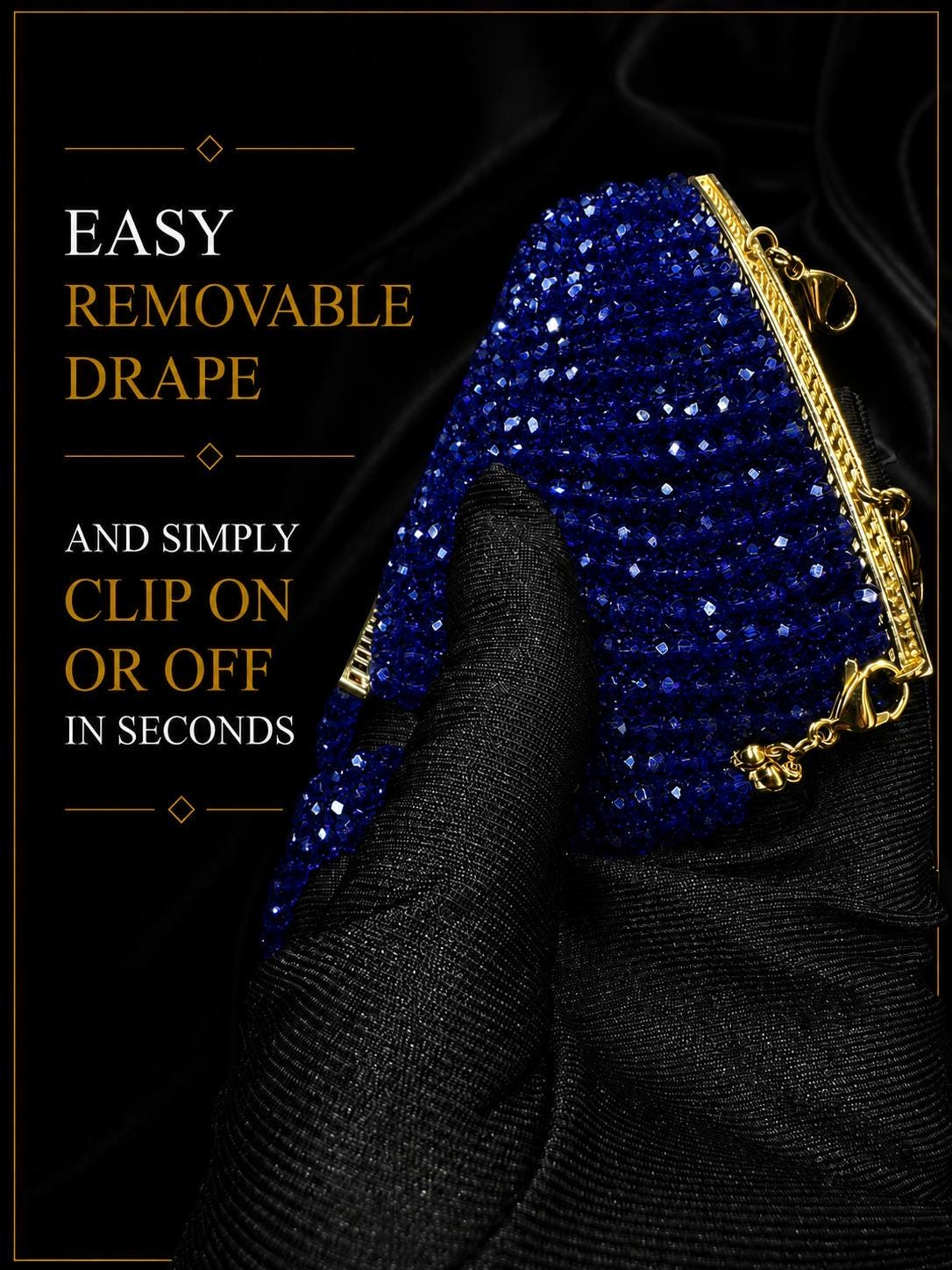 Statement Choker Necklace – Royal Blue Beaded Wide Collar Gothic Glam