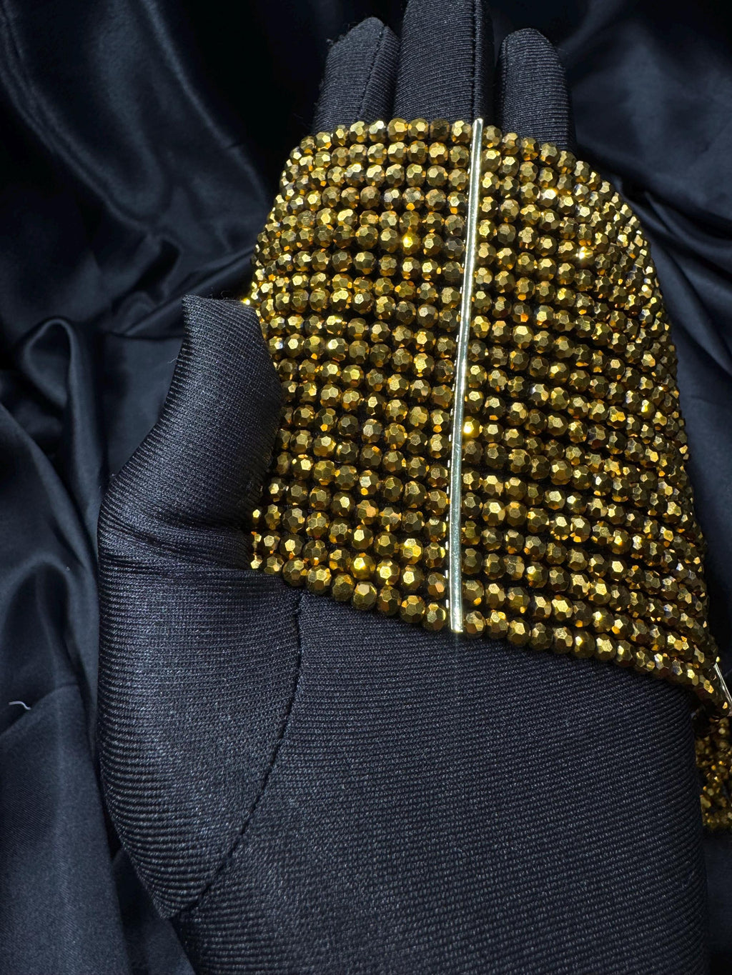 Fashion Forward Necklace Gold Statement Piece Egyptian Style Design Festival Jewelry Collection Handmade Elegant Accessory Wedding Event Wear Costume Jewellery Inspiration Celebrity Style Choker Glass Beaded Pattern Custom Length Option