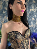 Gold Statement Necklace Egyptian Style Collar Design Handmade Beaded Jewelry Festival Wear Elegant Accessory Wedding Event Piece Costume Jewellery Celebrity Inspired Look Attention Grabbing Fashion Multi Strand Construction Custom Length