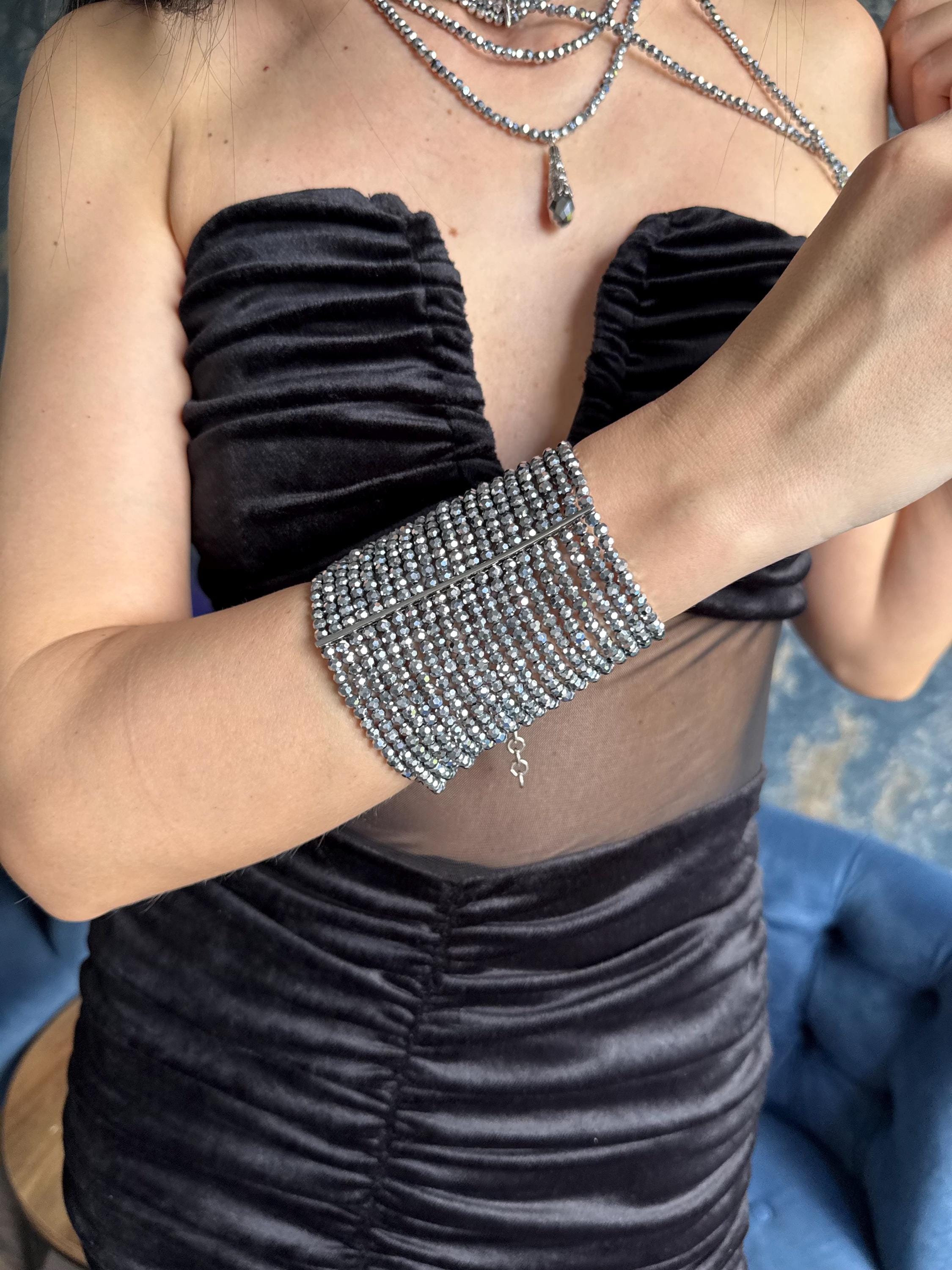 Silver Statement Cuff Bracelet Wide Beaded Bracelet Crystal Glass Bracelet Platinum Plated Bracelet Prom Jewellery Evening Bracelet
Wide Silver Bracelet Multi Strand Beaded Cuff Sparkly Crystal Bracelet Glamorous Statement Jewellery, Wedding Guest Bracelet
Silver Faceted Bead Bracelet Chunky Statement Bracelet Platinum Plated Cuff Bridal Bracelet Pageant Jewellery Luxury Silver Bracelet Wide Crystal Cuff Bracelet Formal Event Jewellery Prom Bracelet Sparkly Wrist Cuff