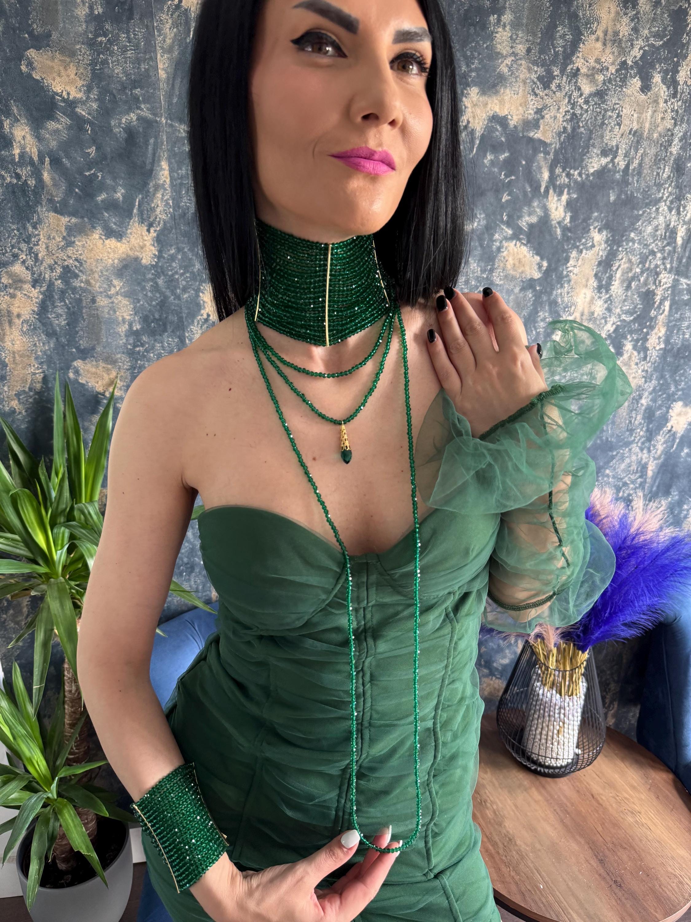 Emerald Green Choker Green Statement Necklace Beaded Choker Necklace Green Collar Necklace Statement Choker Luxury Choker Necklace Handmade Choker Emerald Necklace Glass faceted Bead Choker
Dramatic Necklace Emerald Green Statement Choker Luxury Green Collar Necklace Handmade Emerald Choker Green Evening Jewellery
Editorial Fashion Necklace Gothic Glam Choker Festival Statement Necklace Maximalist Jewellery Green Glass Bead Necklace Unique Gift For Her