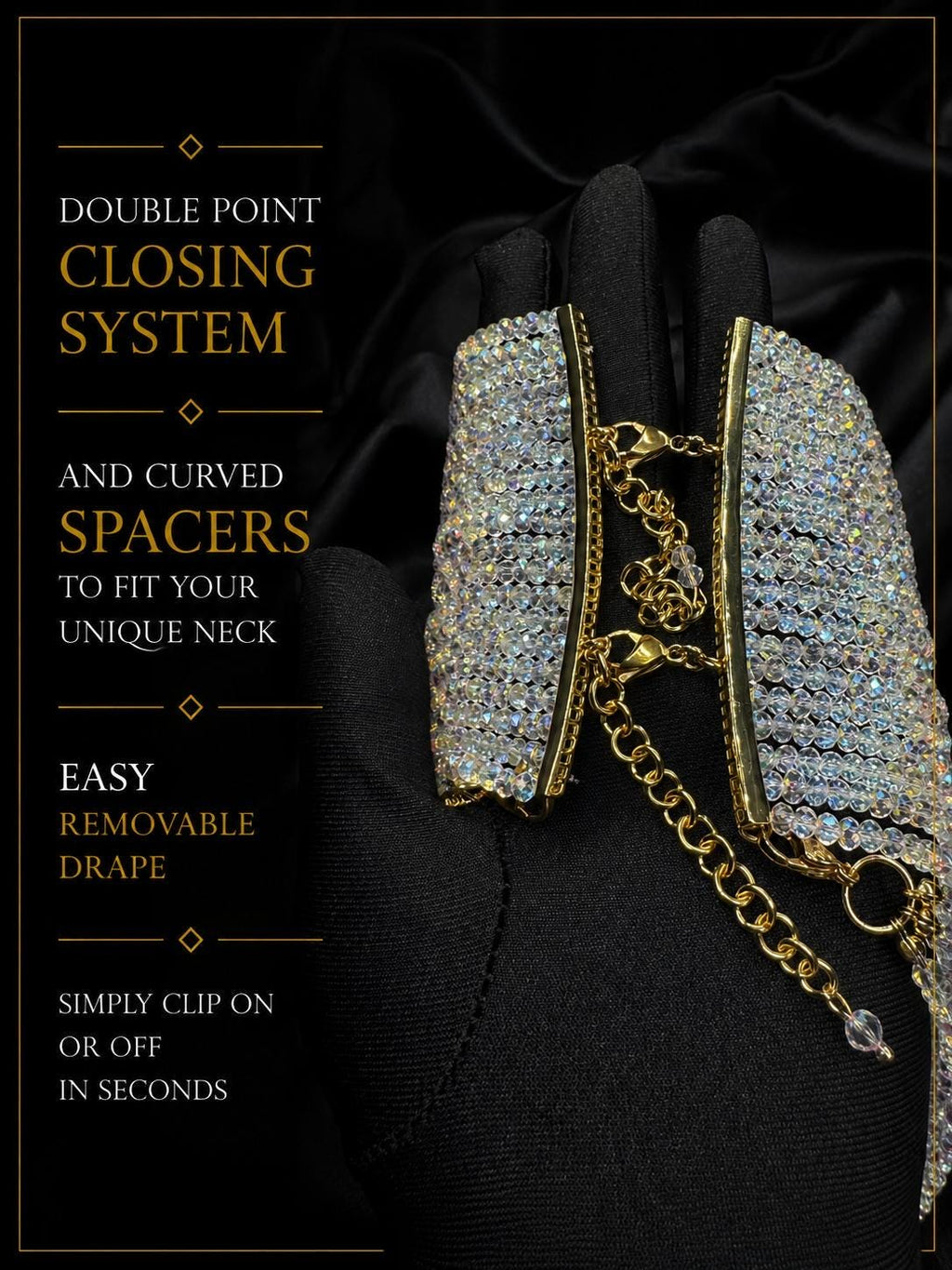 Sparkly Choker Necklace – Wide AB Iridescent Statement Jewelry