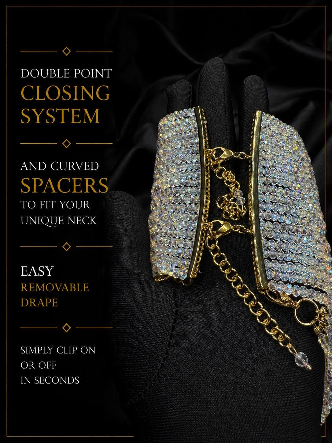 Sparkly Choker Necklace – Wide AB Iridescent Statement Jewelry