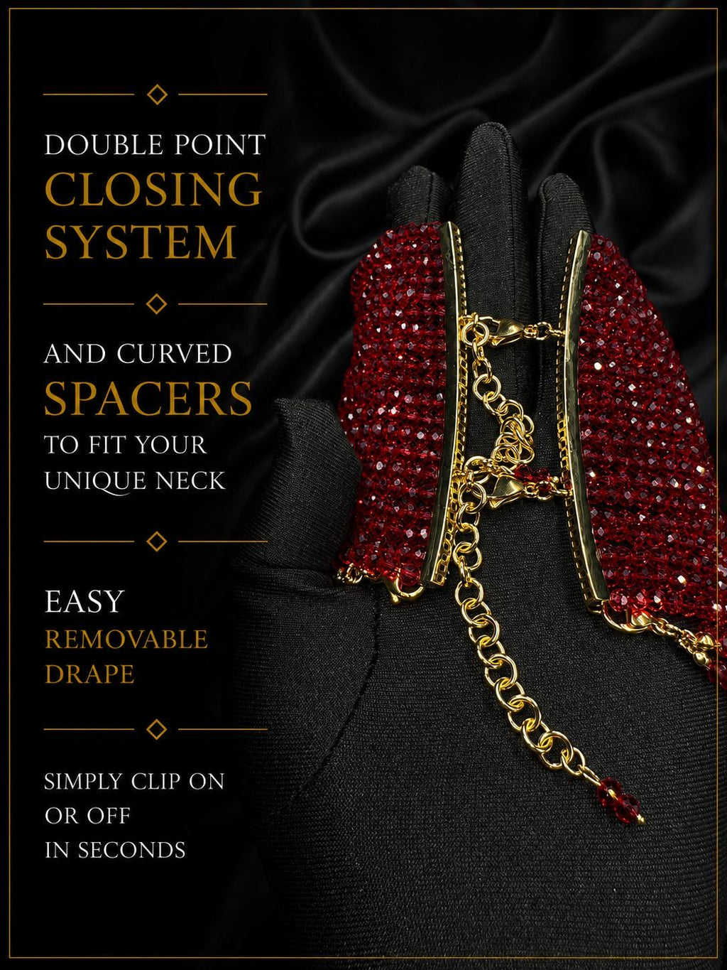 Red Choker Necklace – Beaded Statement Collar for Evening Glamour