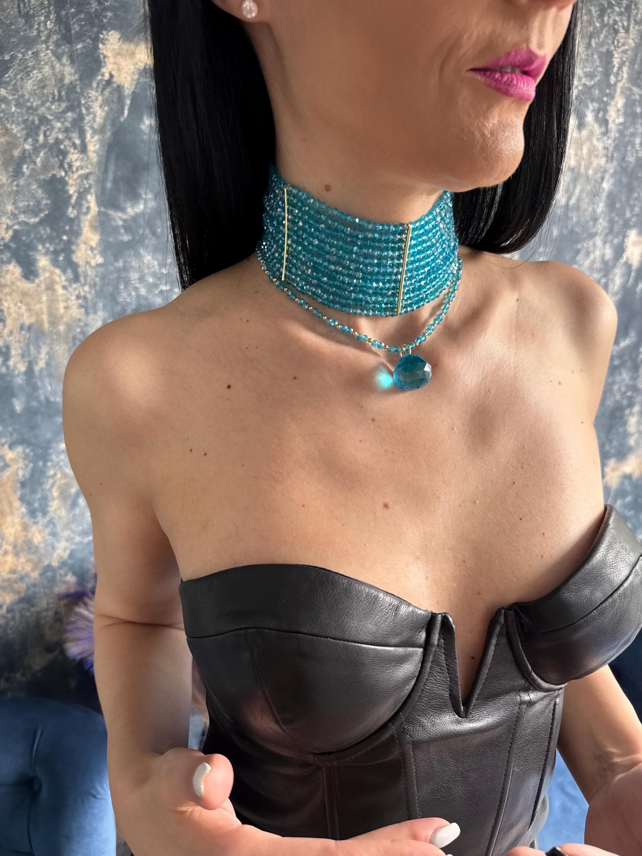 blue statement necklace summer statement jewelry trendy vacation necklace mermaidcore necklace beach club jewelry layered choker necklace turquoise statement necklace bold summer necklace festival statement jewelry resort wear accessories colorful statement necklace vacation outfit jewelry trendy summer accessories