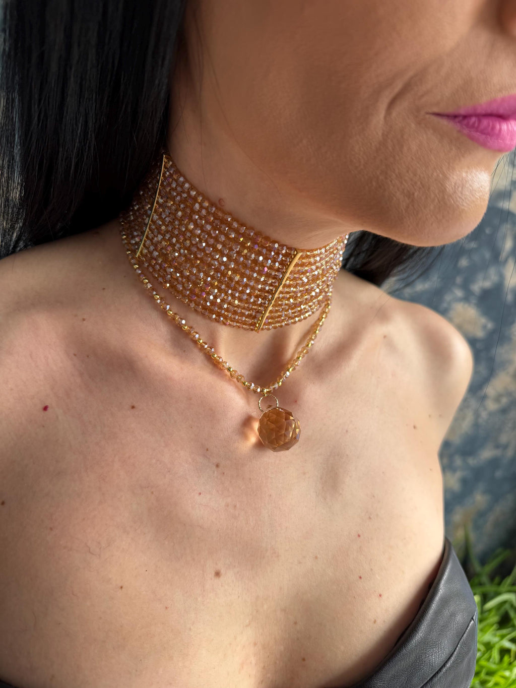 holiday jewellery prom necklace bridesmaid necklace bridal shower gift hen party jewellery 90s choker revival Y2K necklace cocktail party necklace teardrop pendant necklace versatile necklace handmade beaded necklace going out necklace gift for her summer statement jewellery