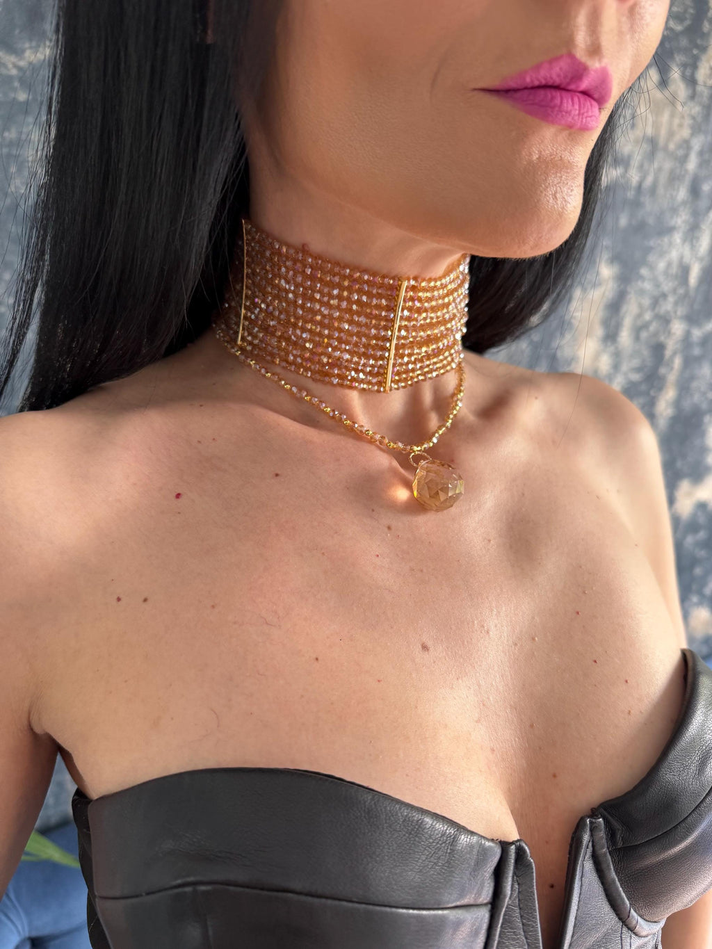 statement choker necklace gold choker necklace beaded choker convertible necklace 3 in 1 necklace summer necklace festival necklace wedding guest jewellery champagne necklace wide choker necklace pendant choker layered necklace multi strand necklace detachable pendant necklace gold beaded choker