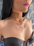 statement choker necklace gold choker necklace beaded choker convertible necklace 3 in 1 necklace summer necklace festival necklace wedding guest jewellery champagne necklace wide choker necklace pendant choker layered necklace multi strand necklace detachable pendant necklace gold beaded choker