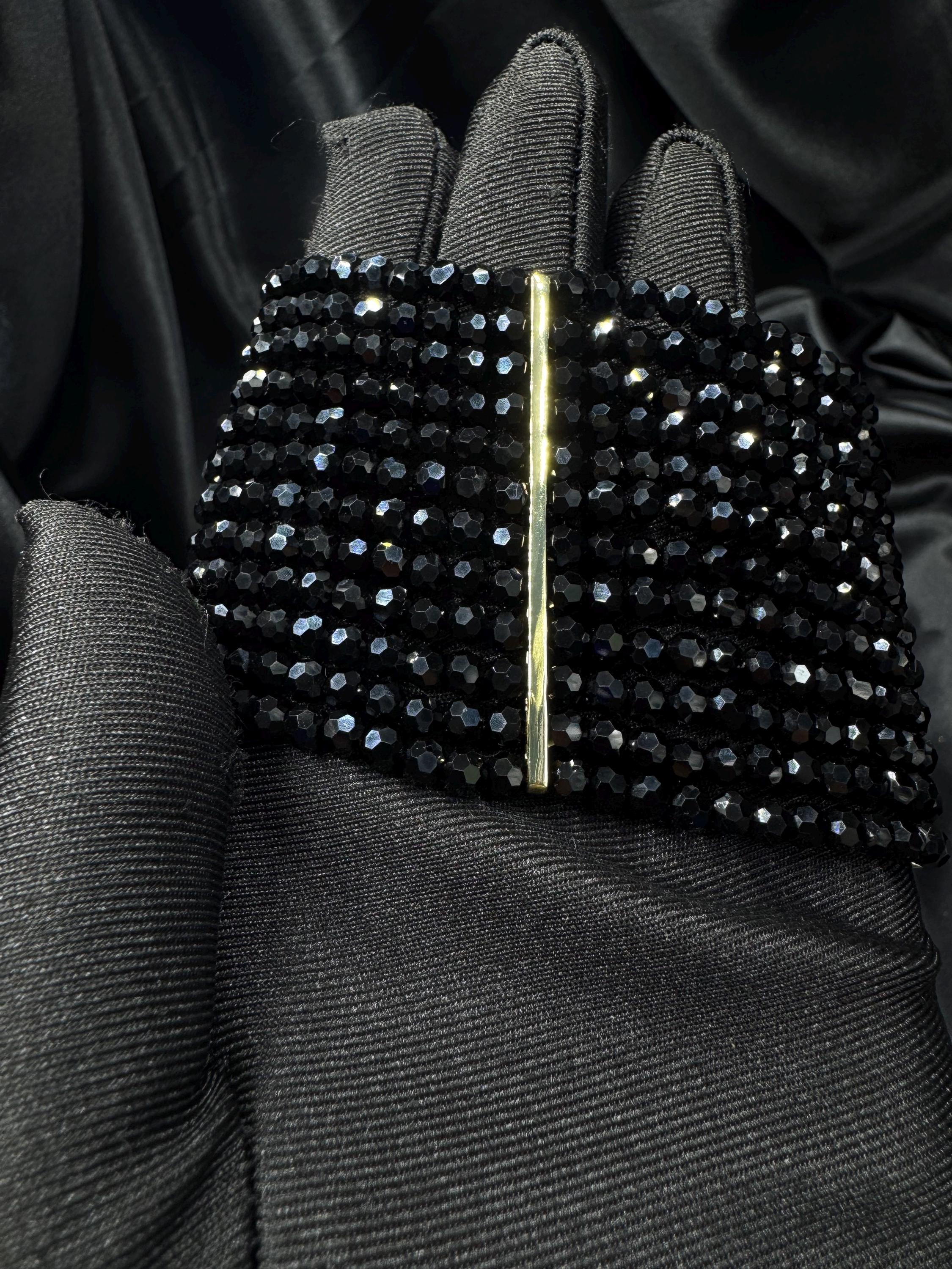 Black Multi Strand Bracelet Gothic Style Evening Wear Jewelry for Halloween Costume Accessory Statement Piece Wide Cuff Design Custom Length