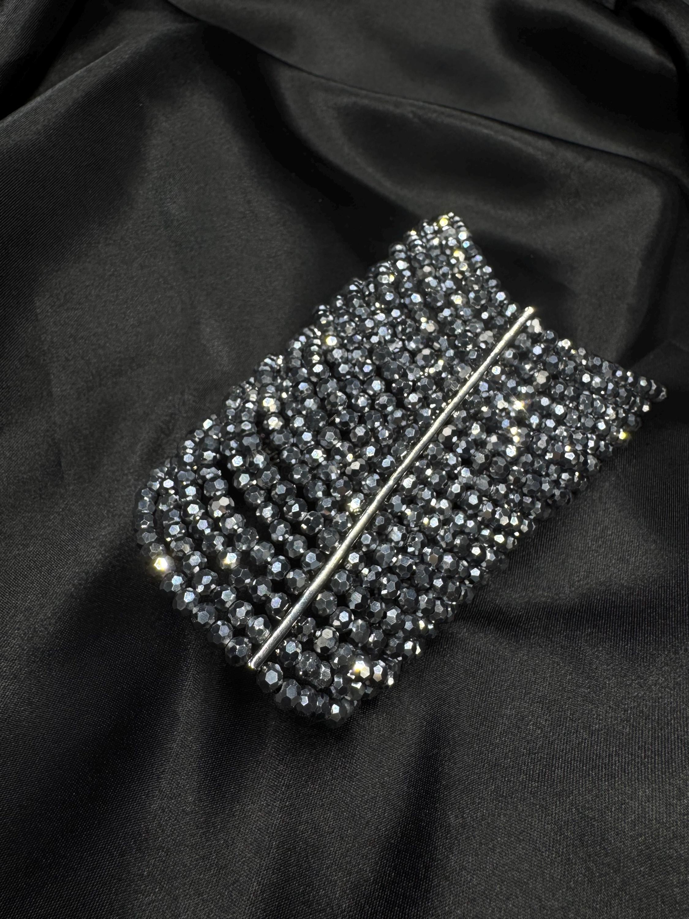 Silver Statement Bracelet – Multi Strand Sparkly Wide Cuff Bangle