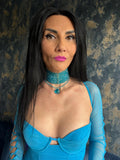 summer necklace statement choker blue necklace vacation jewelry mermaidcore layered necklace beach jewelry festival necklace resort wear trendy necklace going out jewelry bold pendant ibiza style