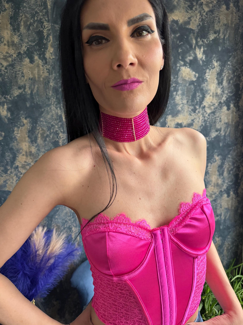 Pink statement necklace Hot pink necklace Festival necklace Summer statement jewelry Layered choker Bold necklace Cocktail necklace Going out jewelry Barbiecore accessories Y2K necklace Pink party jewelry Chunky choker Fashion necklace Convertible necklace Removable pendant necklace Wide collar necklace Holiday jewelry Birthday gift for her