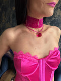 Statement choker Pink statement necklace Hot pink necklace Festival necklace Summer statement jewelry Layered choker Bold necklace Cocktail necklace Going out jewelry Barbiecore accessories Y2K necklace Pink party jewelry Chunky choker Fashion necklace Convertible necklace Removable pendant necklace Wide collar necklace Holiday jewelry Birthday gift for her Festival fashion accessories