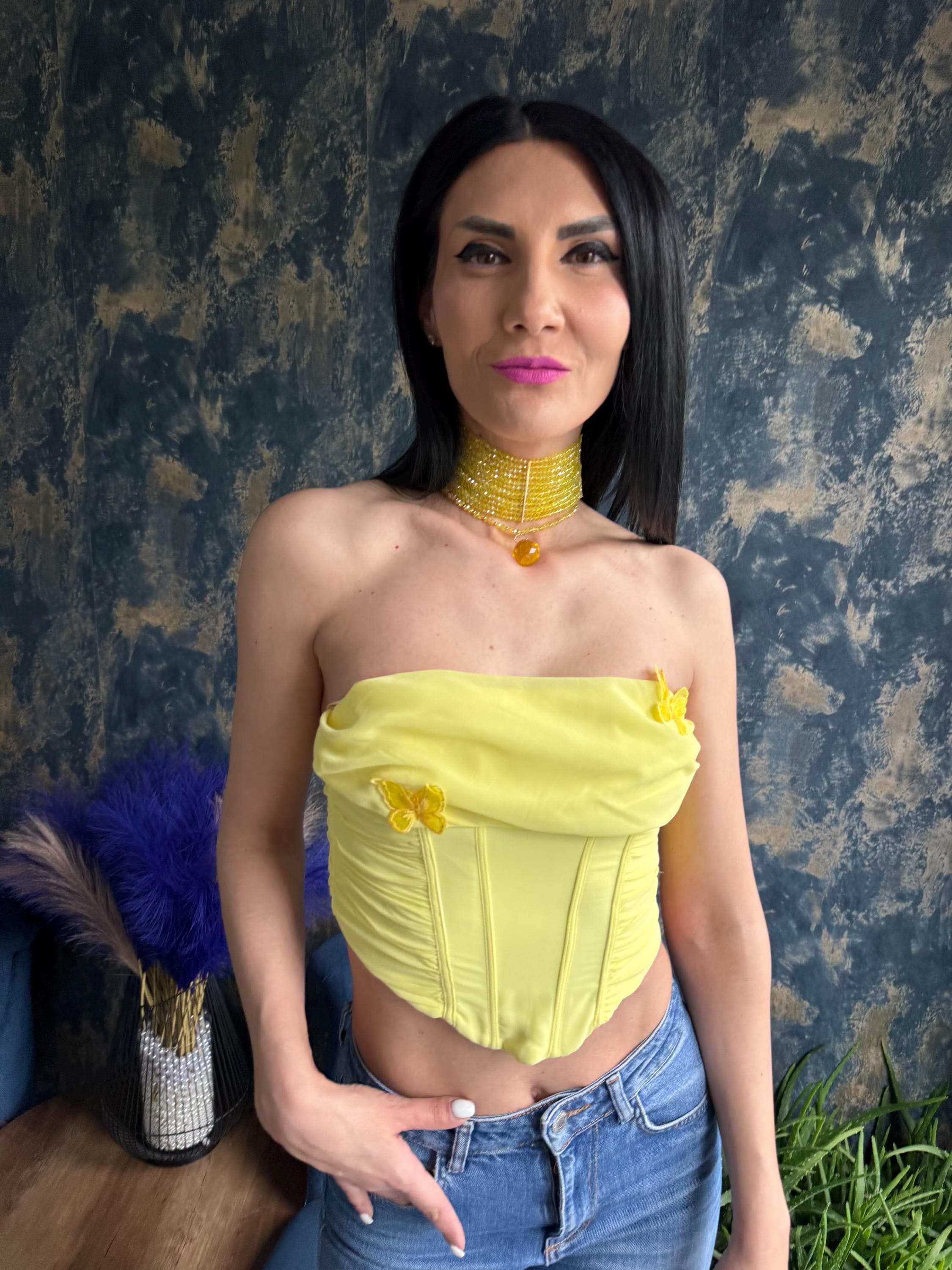 Vacation Jewelry Colourful Statement Necklace Convertible Pendant Choker Women's Fashion Gift Lemon Yellow Statement Choker Summer Beaded Necklace Bold Collar Necklace Multi Layer Choker Fashion Jewelry Festival