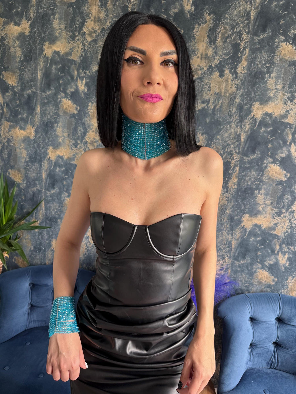 chunky neck collar, layered bead strand, maximalist style, bold neck piece, cocktail party wear, festival outfit, stage performer, birthday present, hen party look, edgy fashion lover, alt aesthetic gift, handmade uk seller, teal crystal drop Teal Aqua Wide Beaded Choker Necklace, Aquamarine Blue Statement Choker, Multi Row Seed Bead Collar Boho Festival Jewellery Gift for Her Teal Aqua Wide Beaded Choker Necklace Multi Row Seed Bead Collar Aquamarine Blue Statement Choker