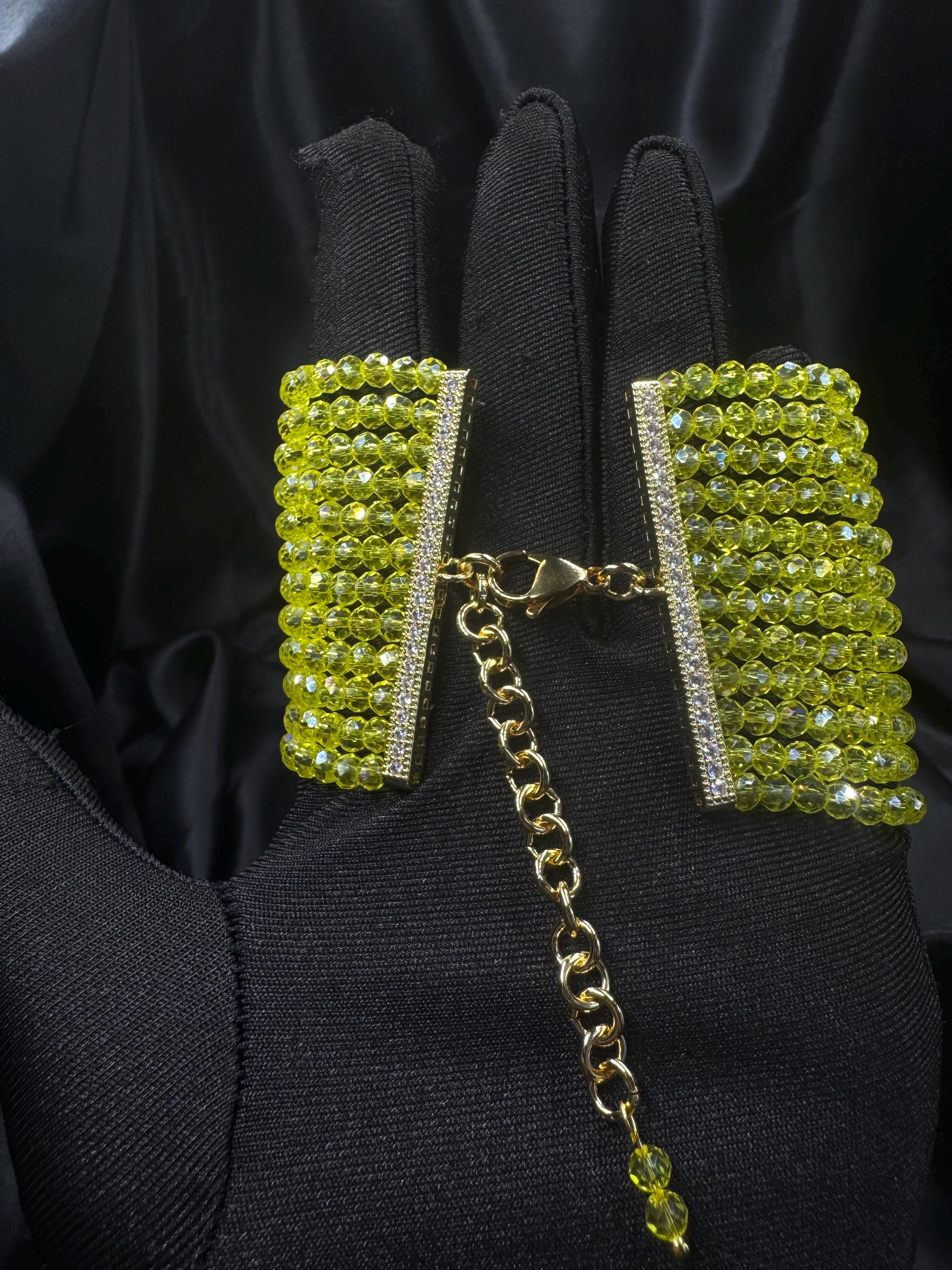 Sunshine Yellow Choker Necklace Bold Statement Collar Summer Party Jewelry Multi Strand Vacation Necklace Trendy Beaded Choker for Women