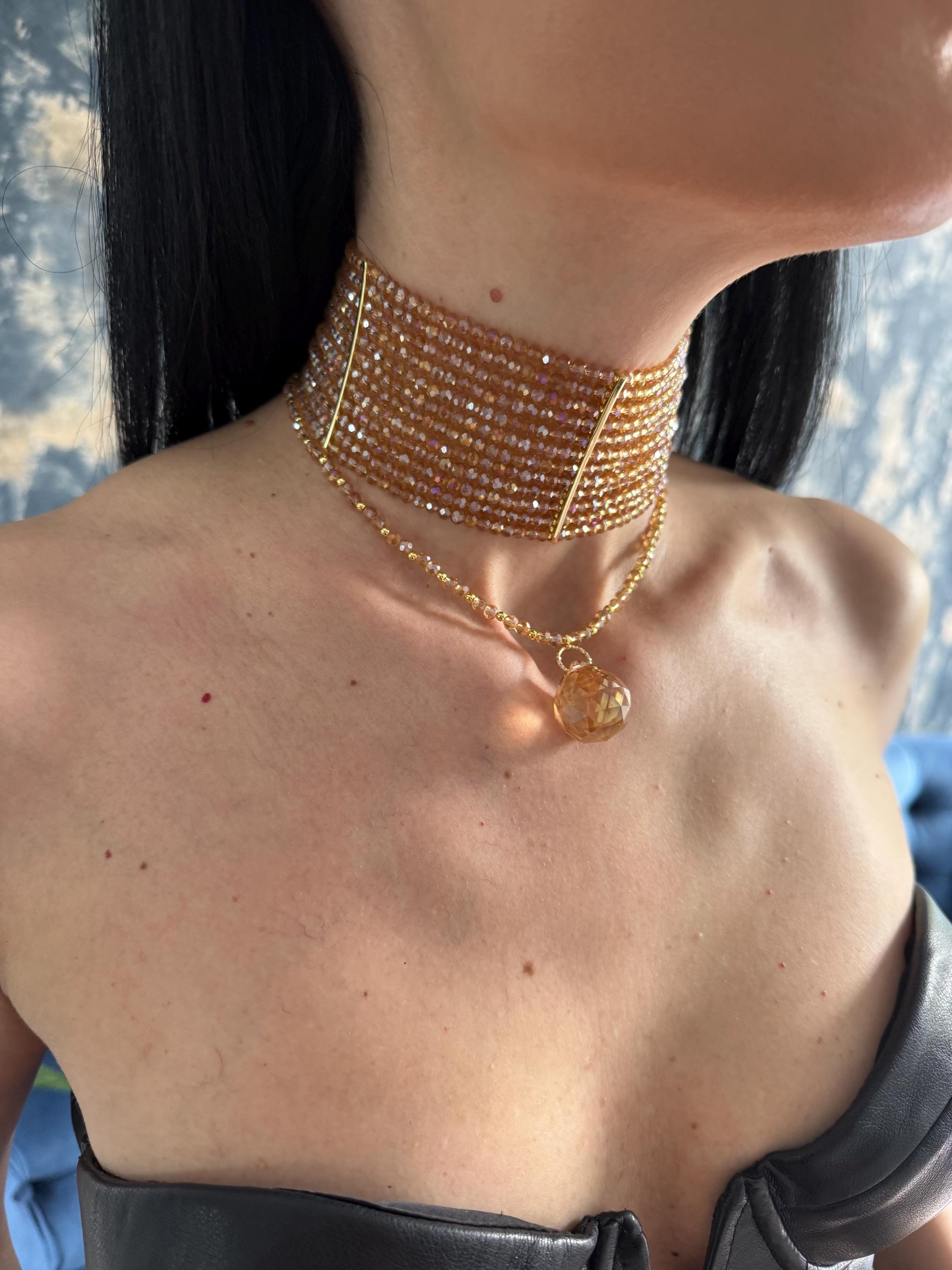 gift hen party jewellery 90s choker revival Y2K necklace cocktail party necklace teardrop pendant necklace versatile necklace handmade beaded necklace going out necklace gift for her summer statement jewellery