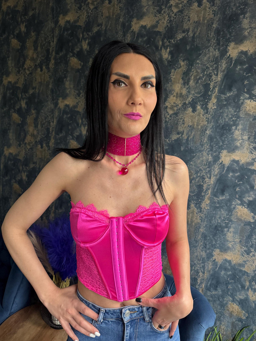 Festival necklace Summer statement jewelry Layered choker Bold necklace Cocktail necklace Going out jewelry Barbiecore accessories Y2K necklace Pink party jewelry Chunky choker Fashion necklace Convertible necklace Removable pendant necklace Wide collar necklace Holiday jewelry Birthday gift for her Festival fashion accessories