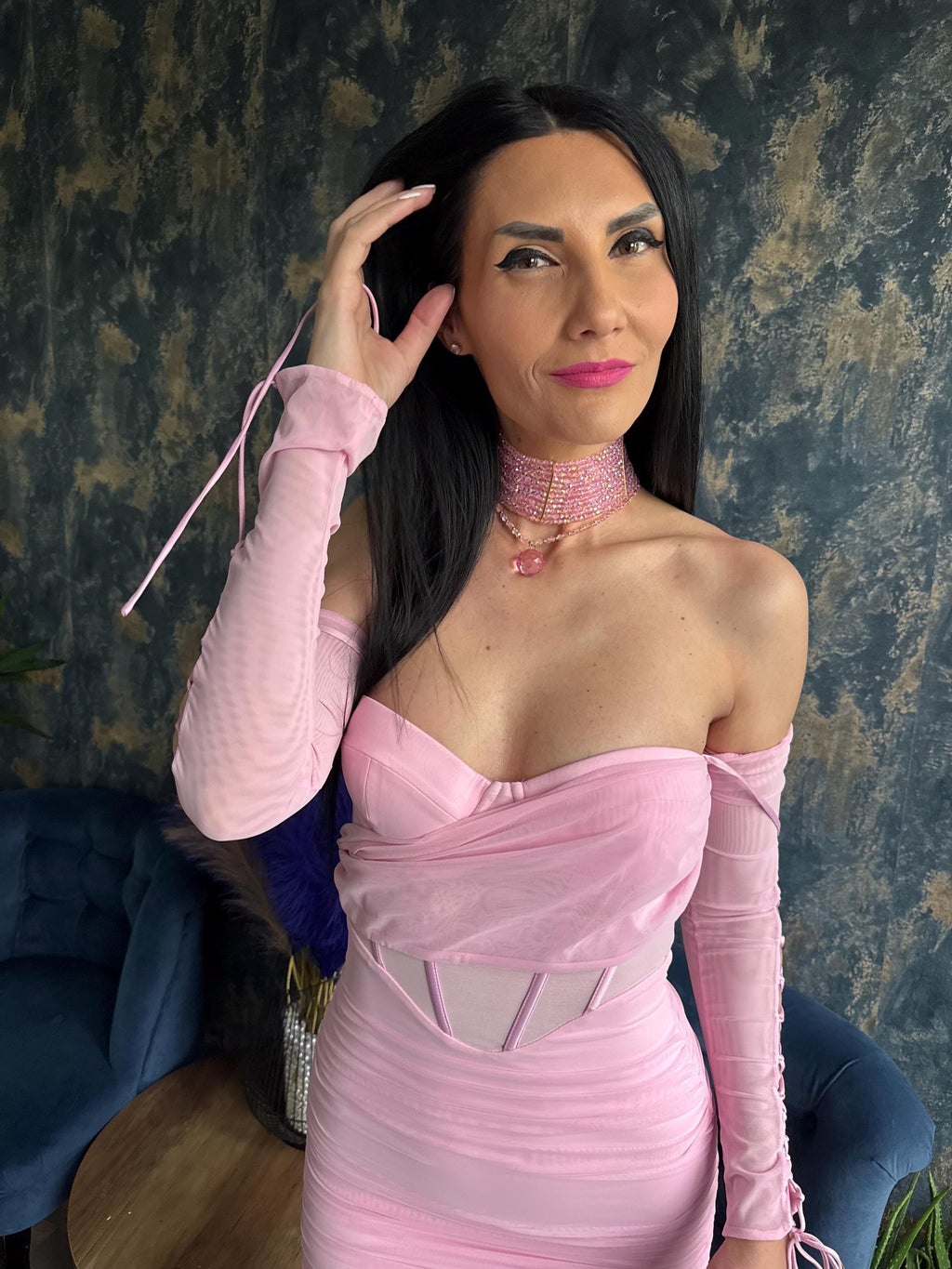Pink Teardrop Necklace Multi Strand Choker Coquette Jewelry Pink Statement Necklace Wedding Guest Jewelry Glam Necklace Pink Crystal Choker Necklace Layered Pink Jewelry Barbiecore Fashion Accessory Statement Prom Necklace Fairycore Choker Pink Statement Necklace, Removable Drape Choker, Convertible Jewelry Y2K