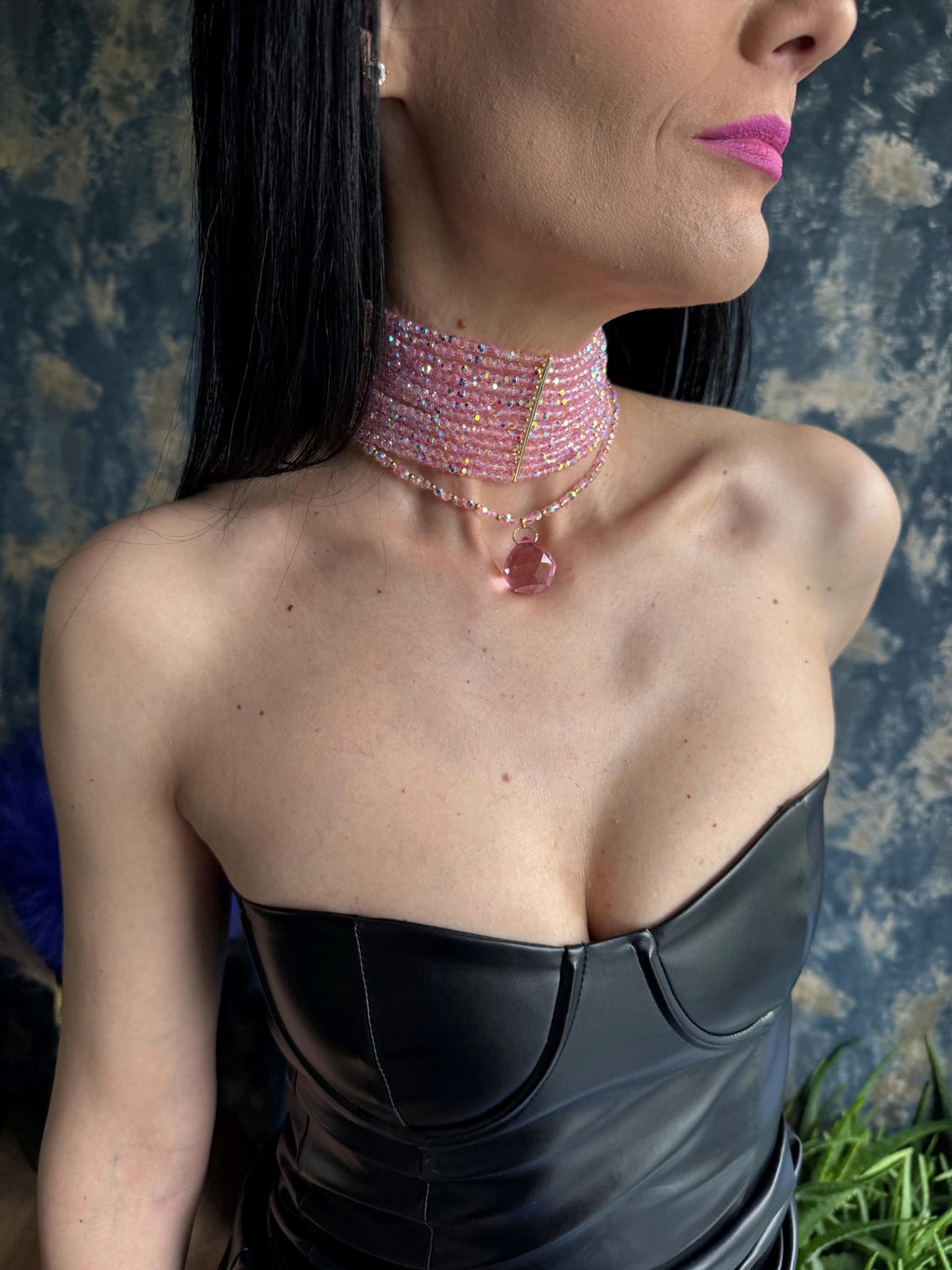 Coquette Jewelry Pink Statement Necklace Wedding Guest Jewelry Glam Necklace Pink Crystal Choker Necklace Layered Pink Jewelry Barbiecore Fashion Accessory Statement Prom Necklace Fairycore Choker Pink Statement Necklace, Removable Drape Choker, Convertible Jewelry Y2K Pink Choker Coquette Aesthetic Necklace Bridal Jewelry