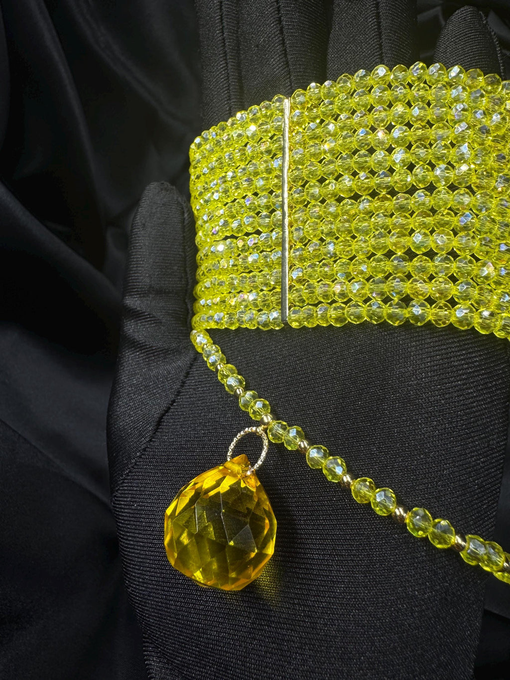 Sunshine Yellow Choker Necklace Bold Statement Collar Summer Party Jewelry Multi Strand Vacation Necklace Trendy Beaded Choker for Women