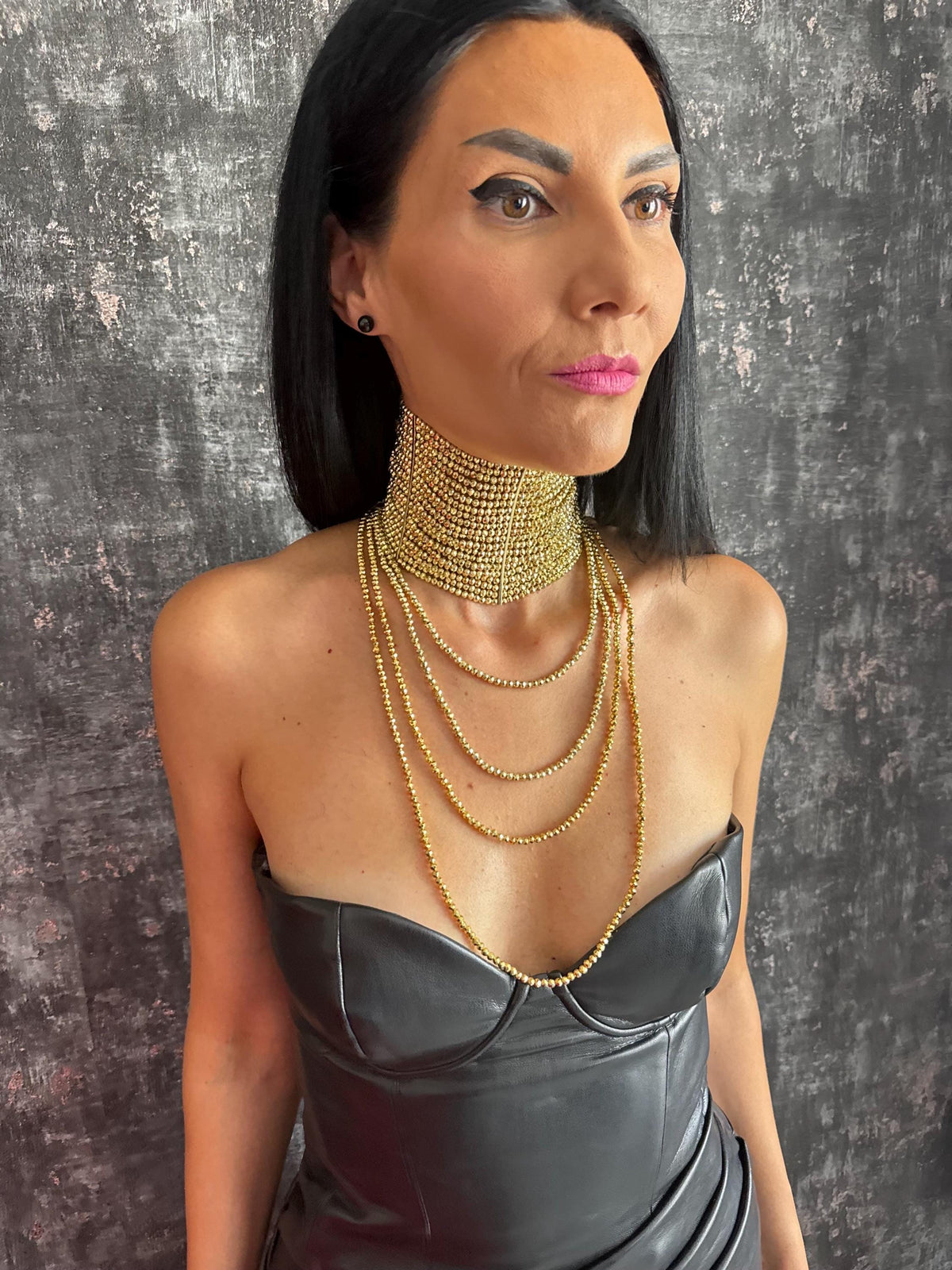 gold statement necklace gold choker necklace statement choker wide gold choker gold beaded necklace multi strand necklace layered gold necklace chunky gold necklace dramatic necklace evening necklace party necklace cocktail necklace going out jewellery special occasion necklace glamorous necklace bold gold jewellery handmade gold necklace adjustable