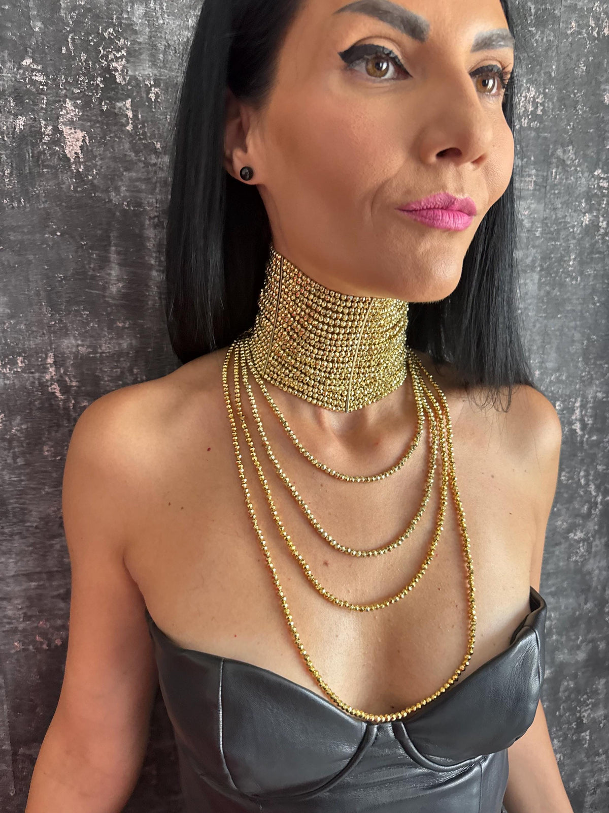 statement necklace gold choker necklace statement choker wide gold choker gold beaded necklace multi strand necklace layered gold necklace chunky gold necklace dramatic necklace evening necklace party necklace cocktail necklace going out jewellery special occasion necklace glamorous necklace bold gold jewellery handmade gold necklace adjustable choker custom size necklace gift for her