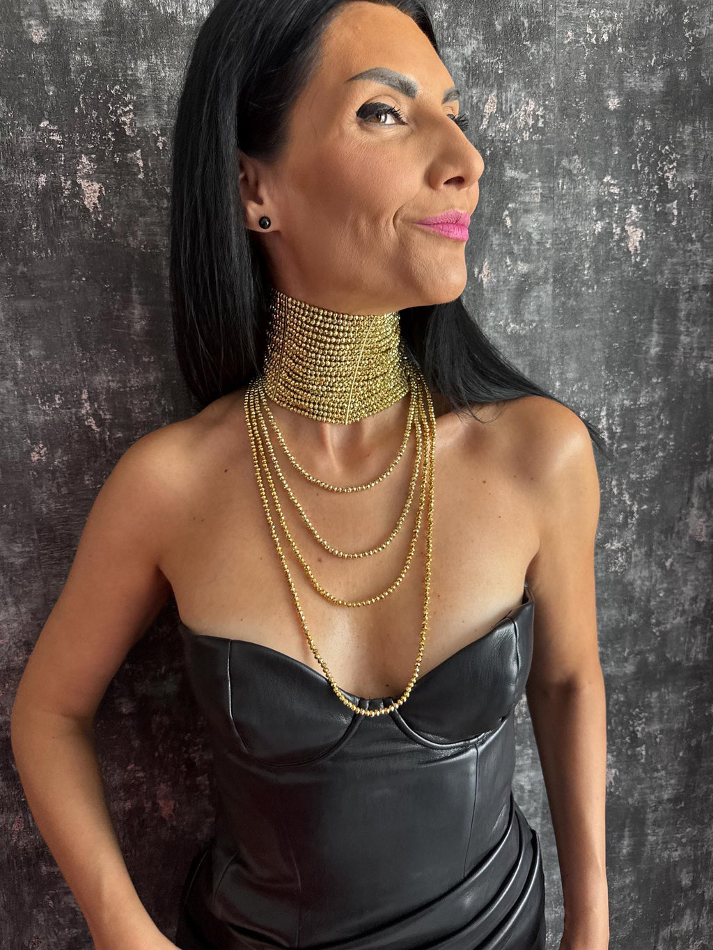choker necklace statement choker wide gold choker gold beaded necklace multi strand necklace layered gold necklace chunky gold necklace dramatic necklace evening necklace party necklace cocktail necklace going out jewellery special occasion necklace glamorous necklace bold gold jewellery handmade gold necklace adjustable choker custom size necklace gift for her