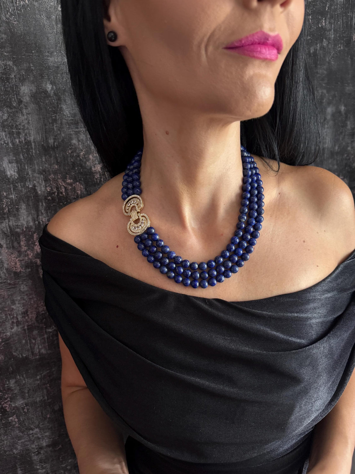 statement necklace gemstone necklace blue bead necklace lapis bead necklace layered  necklace chunky blue necklace elegant blue necklace royal blue necklace natural stone necklace lapis choker necklace statement jewellery luxury