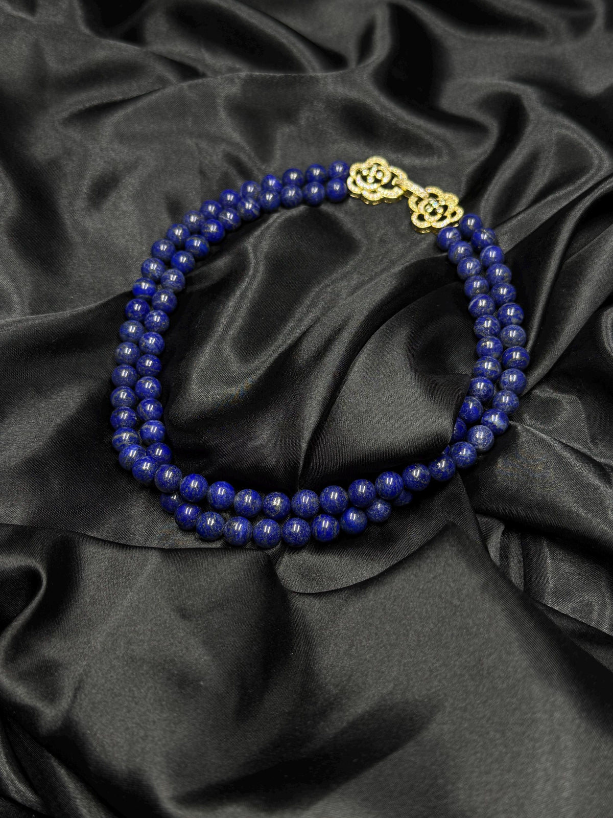Lapis Lazuli Necklace Double Strand Statement Necklace Blue Natural Gemstone Beaded Jewellery Anniversary Gift for Her Lapis Jewelry