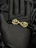 Black Onyx Necklace Double Strand Beaded Choker Natural Gemstone Necklace Elegant Statement Onyx Jewelry Anniversary Gift for Women
