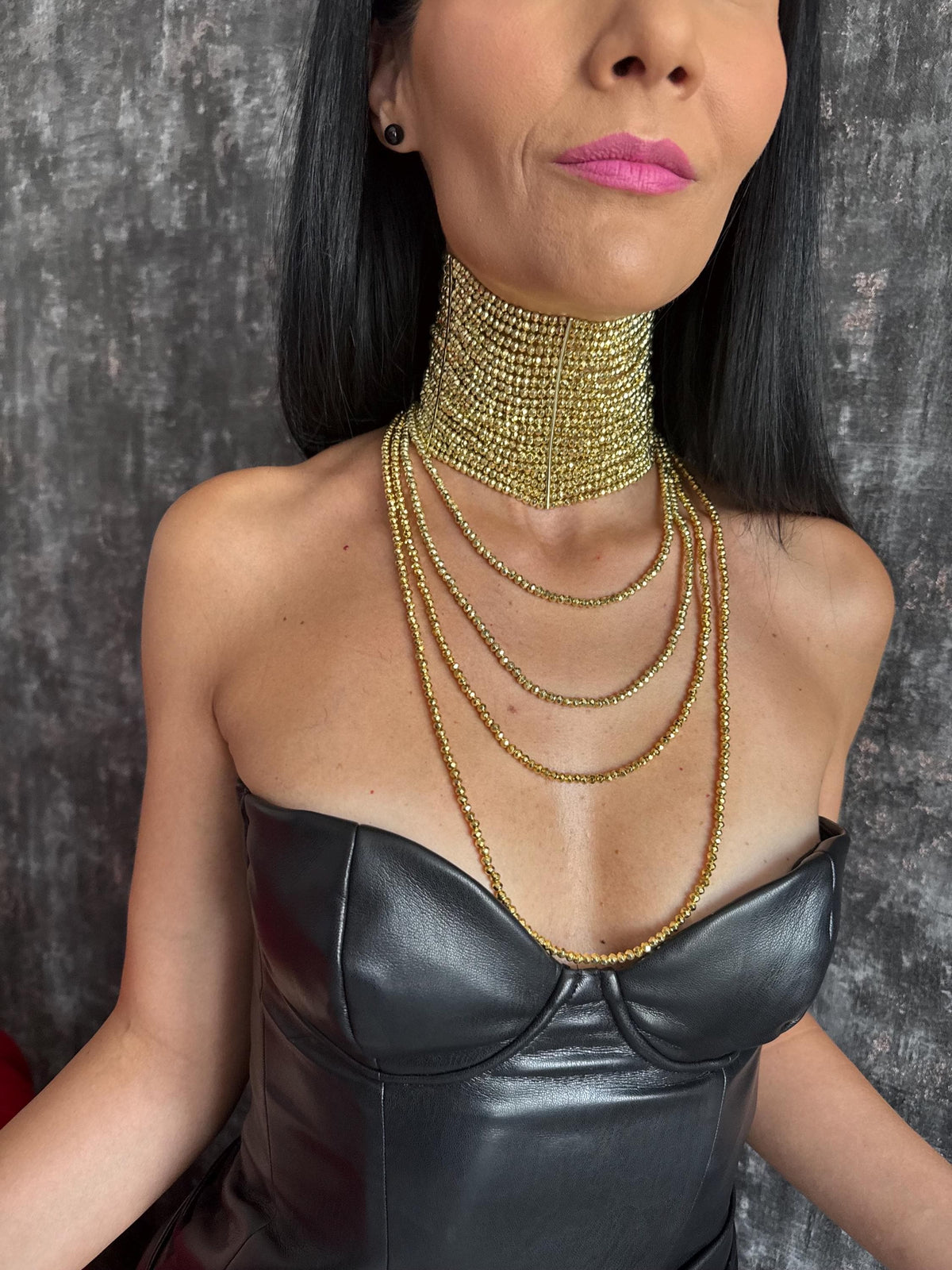 gold choker necklace statement choker wide gold choker gold beaded necklace multi strand necklace layered gold necklace chunky gold necklace dramatic necklace evening necklace party necklace cocktail necklace going out jewellery special occasion necklace glamorous necklace bold gold jewellery handmade gold necklace adjustable choker custom size necklace gift for her