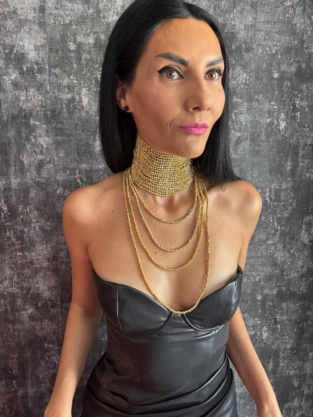 statement choker wide gold choker gold beaded necklace multi strand necklace layered gold necklace chunky gold necklace dramatic necklace evening necklace party necklace cocktail necklace going out jewellery special occasion necklace glamorous necklace bold gold jewellery handmade gold necklace adjustable choker custom size necklace gift for her