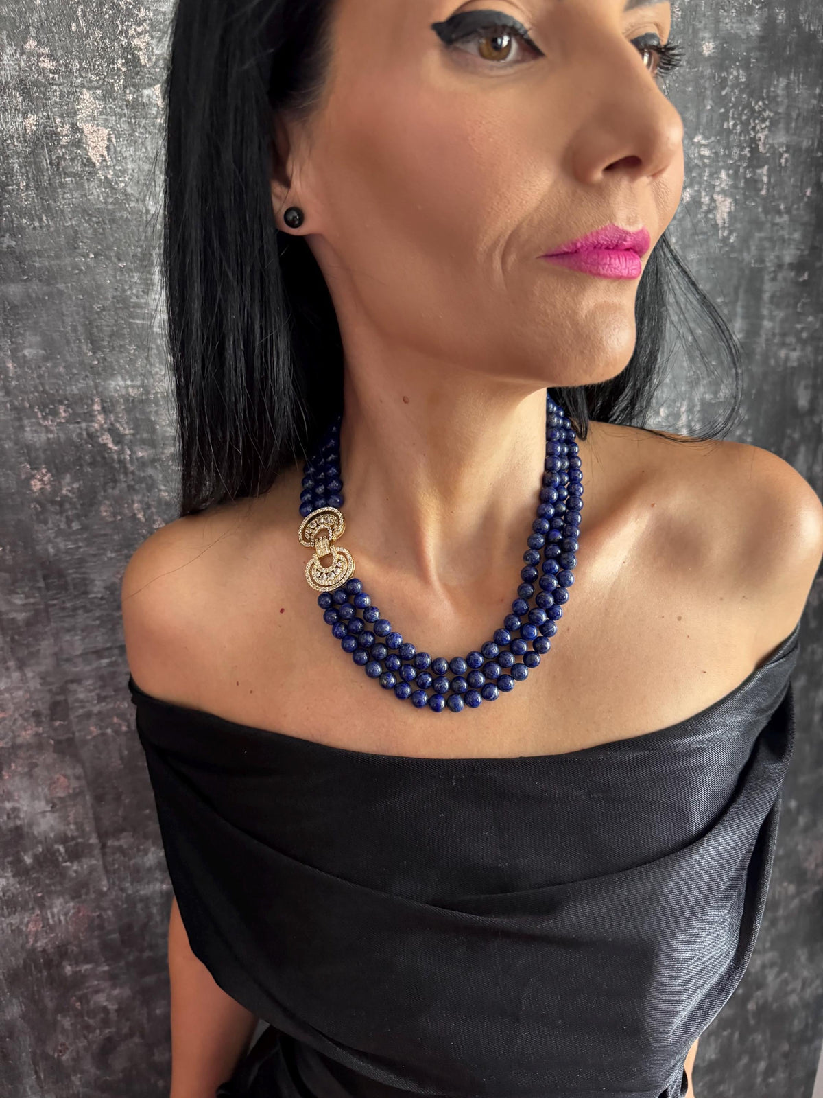 lapis lazuli necklace multi strand necklace multi strand lapis three strand necklace lapis necklace natural lapis lazuli blue gemstone necklace statement necklace gemstone necklace blue bead necklace lapis bead necklace layered  necklace chunky blue necklace elegant blue necklace royal blue necklace natural stone necklace lapis