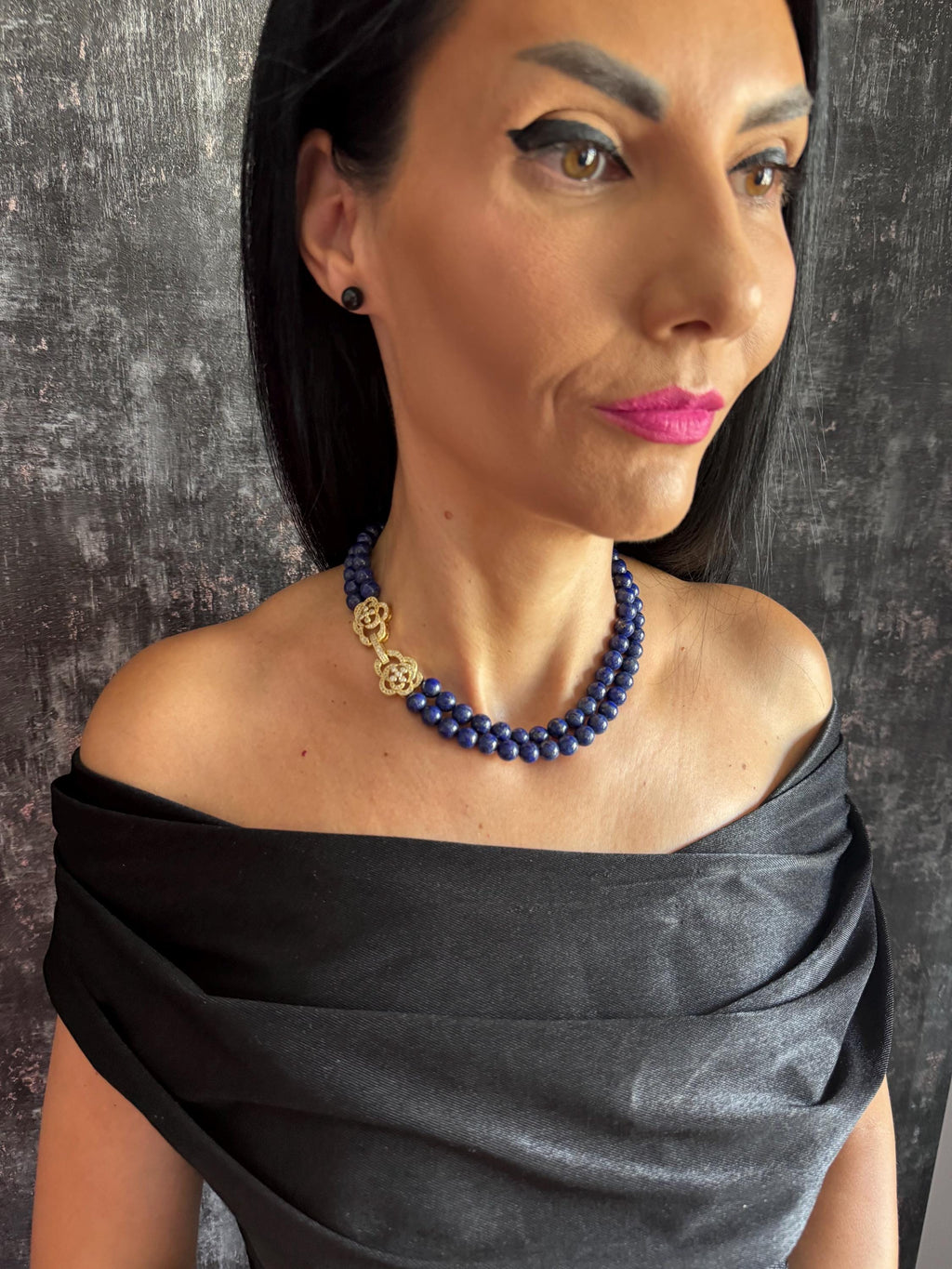 natural lapis necklace  lapis lazuli choker  blue gemstone necklace  gemstone necklace women  8mm lapis necklace  navy blue necklace  blue beaded necklace  gold lapis necklace  elegant blue necklace  natural stone necklace  statement necklace  classic bead necklace  cocktail necklace  wedding guest jewelry  gift for her  December birthstone necklace