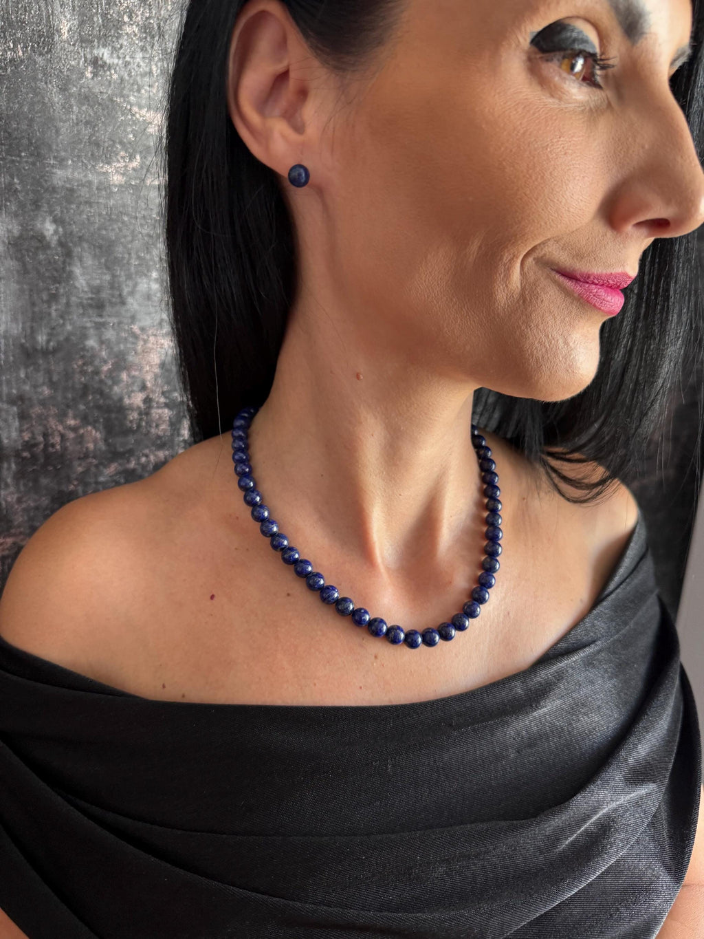Lapis Lazuli Necklace Natural Lapis Necklace Lapis Necklace for Women Natural Gemstone Necklace Lapis Bead Necklace 8mm Bead Necklace Blue Beaded Necklace Royal Blue Necklace Gemstone Choker Statement Necklace September Birthstone September Birthday Gift Gift for Her Gold Lapis Necklace Blue Stone Necklace Classic Gemstone Jewellery